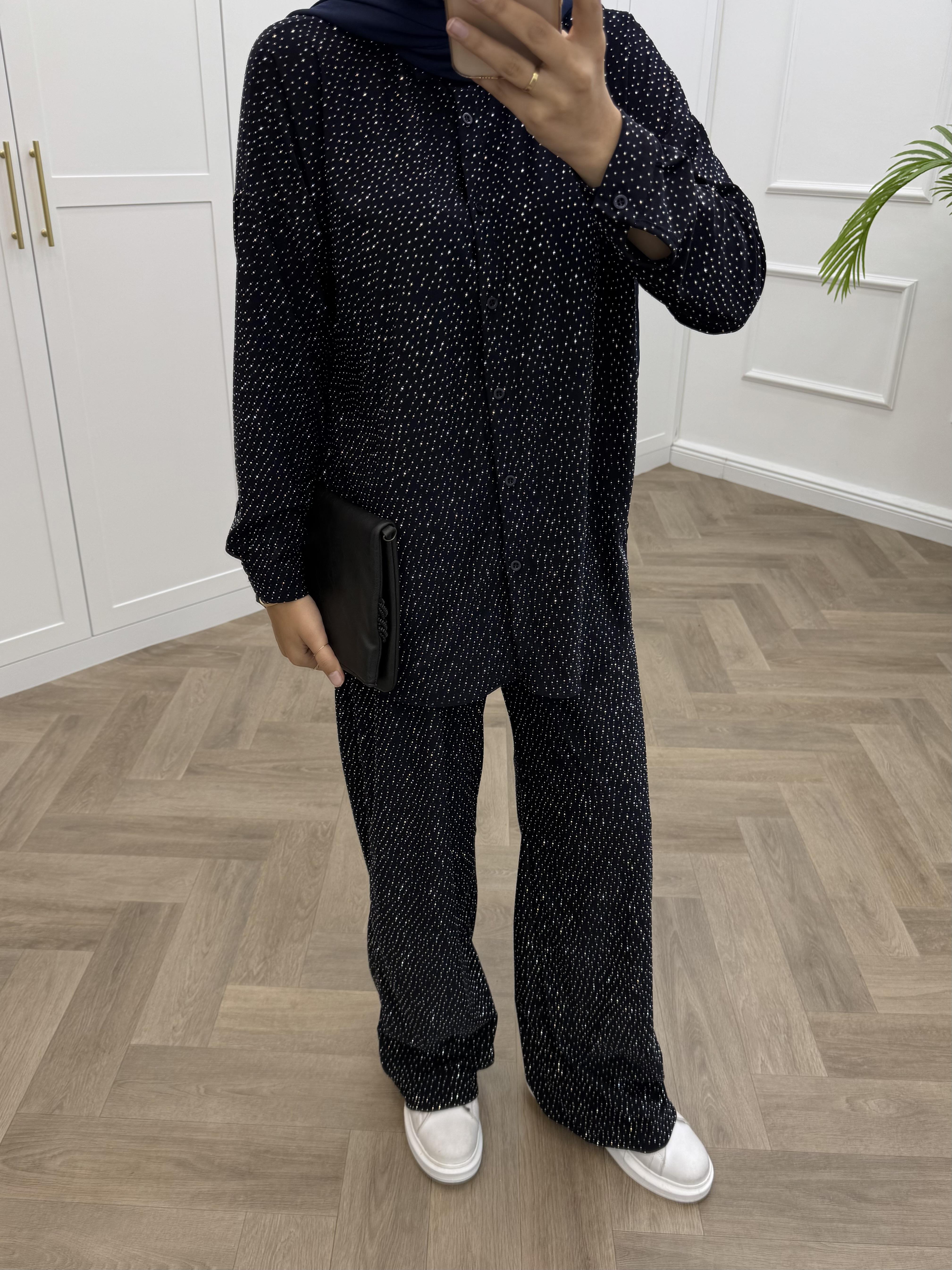 TAŞLI PANTOLONLU TAKIM KOYU LACİVERT