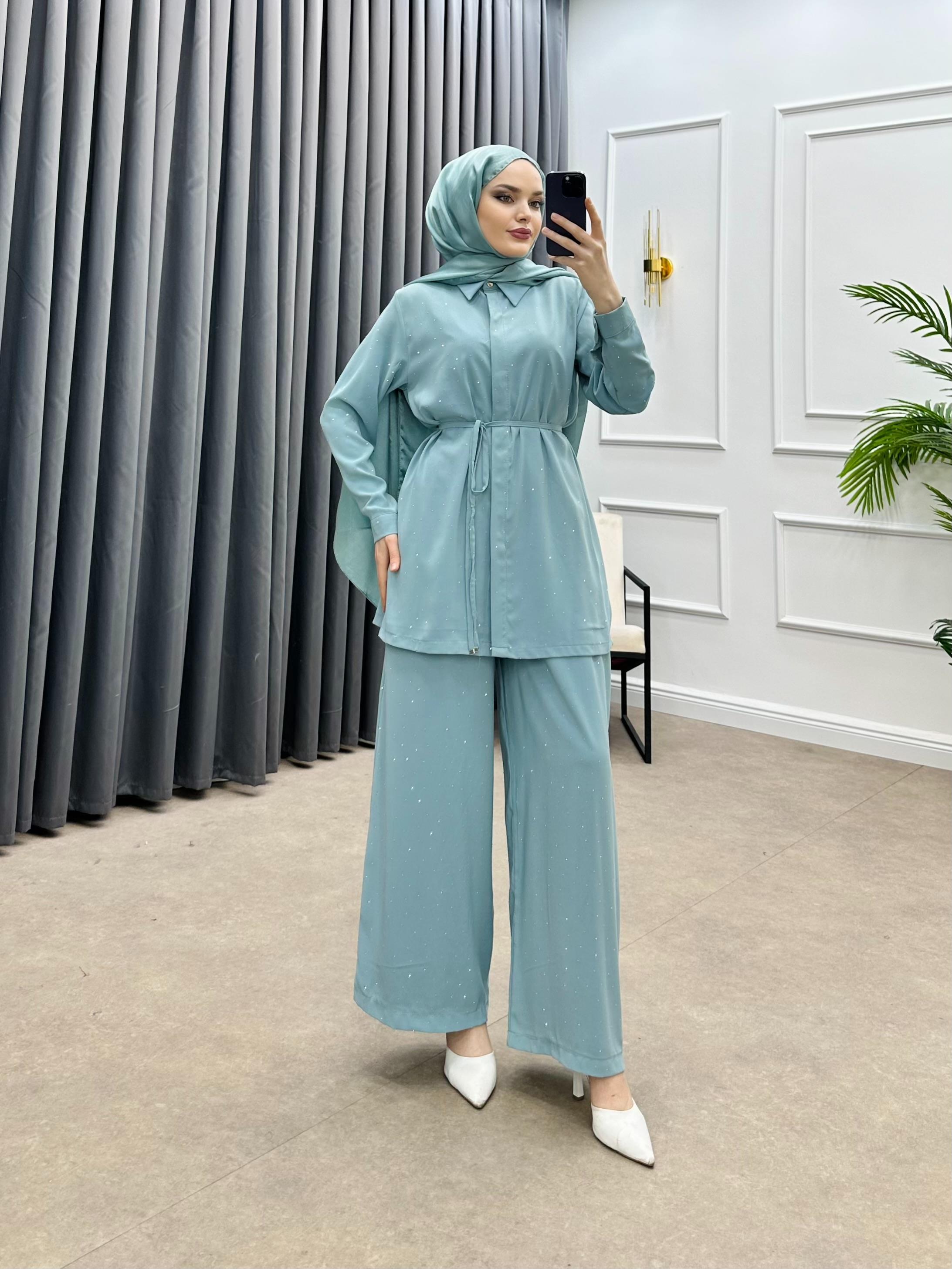 TAŞLI PANTOLONLU TAKIM MİNT