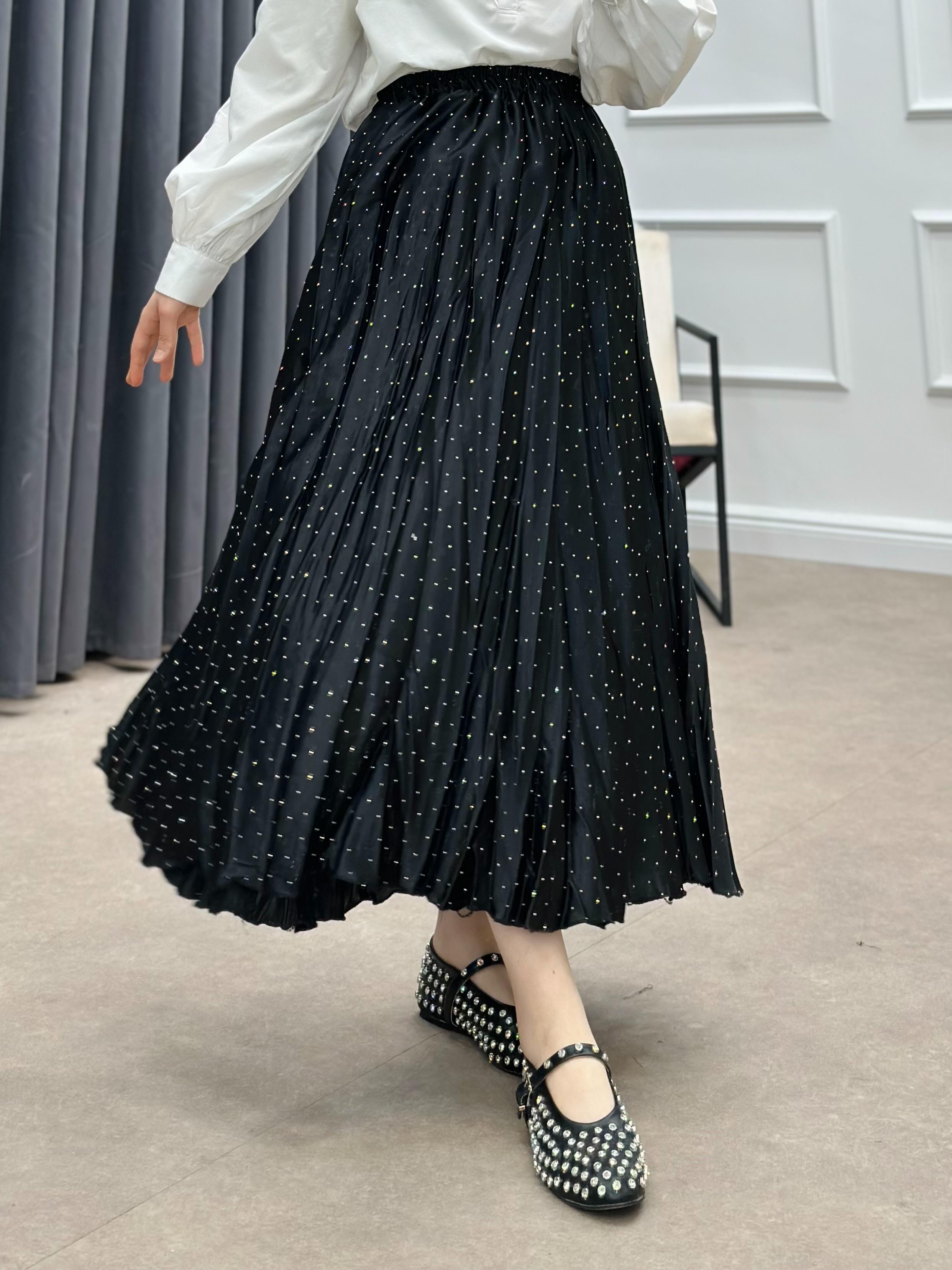 TAŞLI SATEN ETEK SİYAH