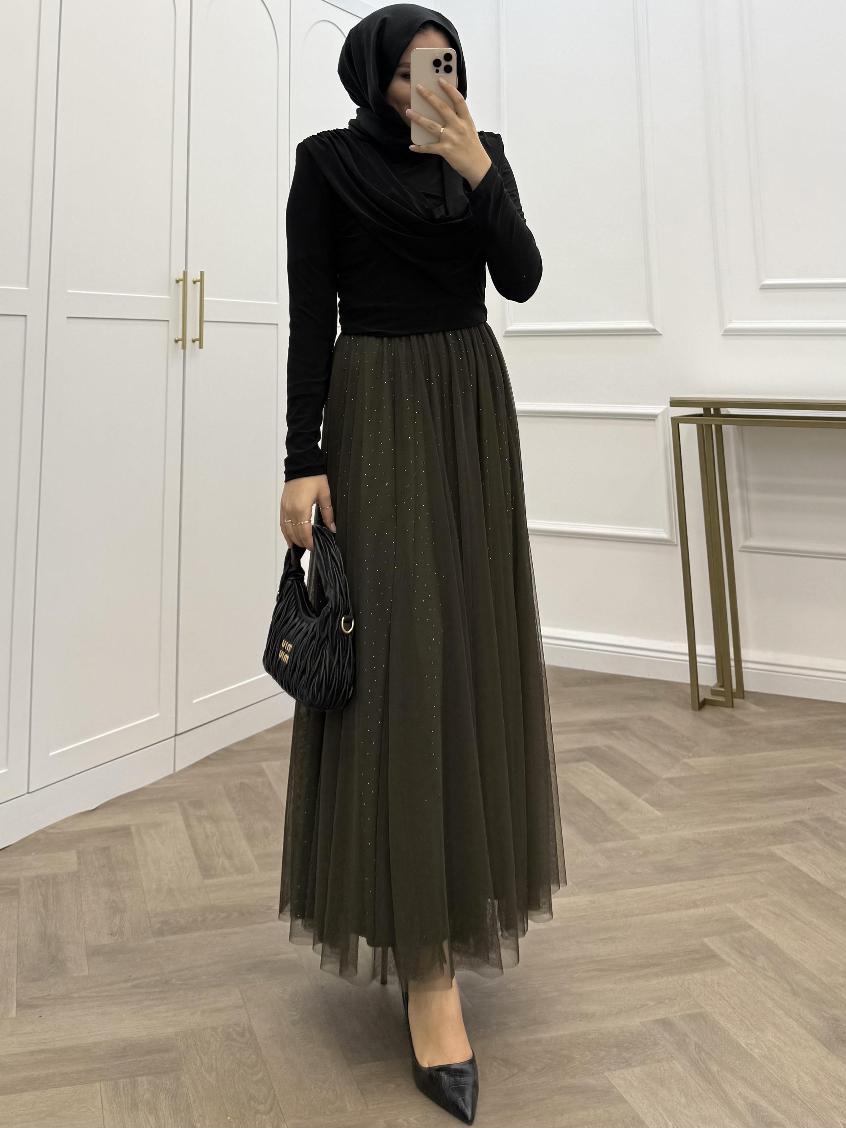 TAŞLI TÜL ETEK HAKİ