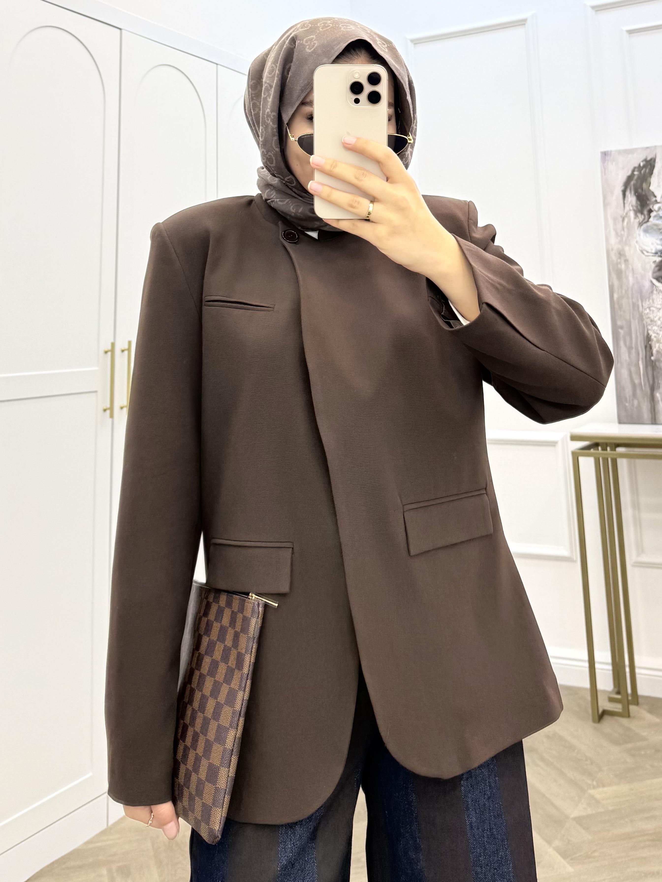 TEK DÜĞMELİ BLAZER CEKET ACI KAHVE