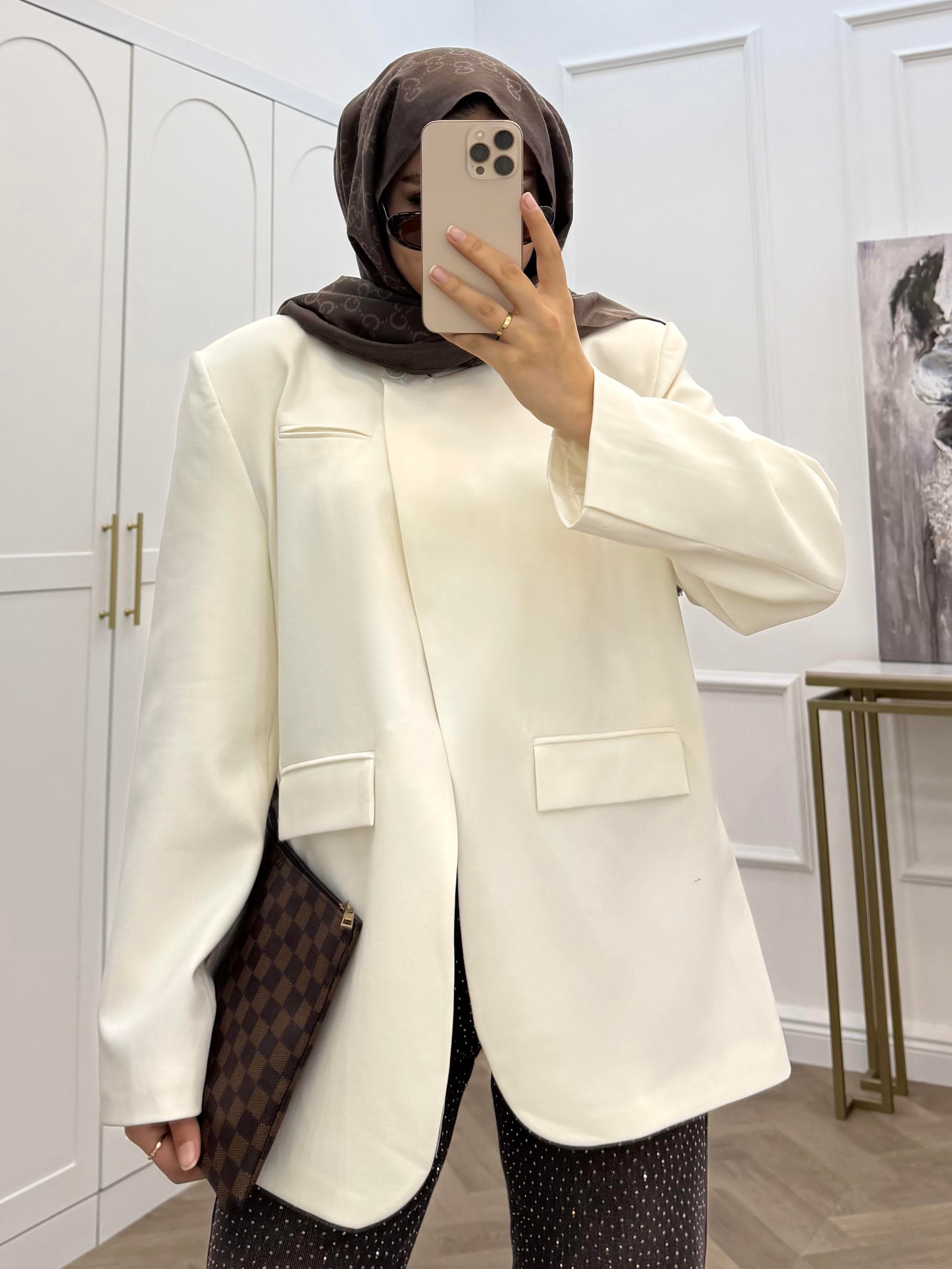 TEK DÜĞMELİ BLAZER CEKET BEYAZ