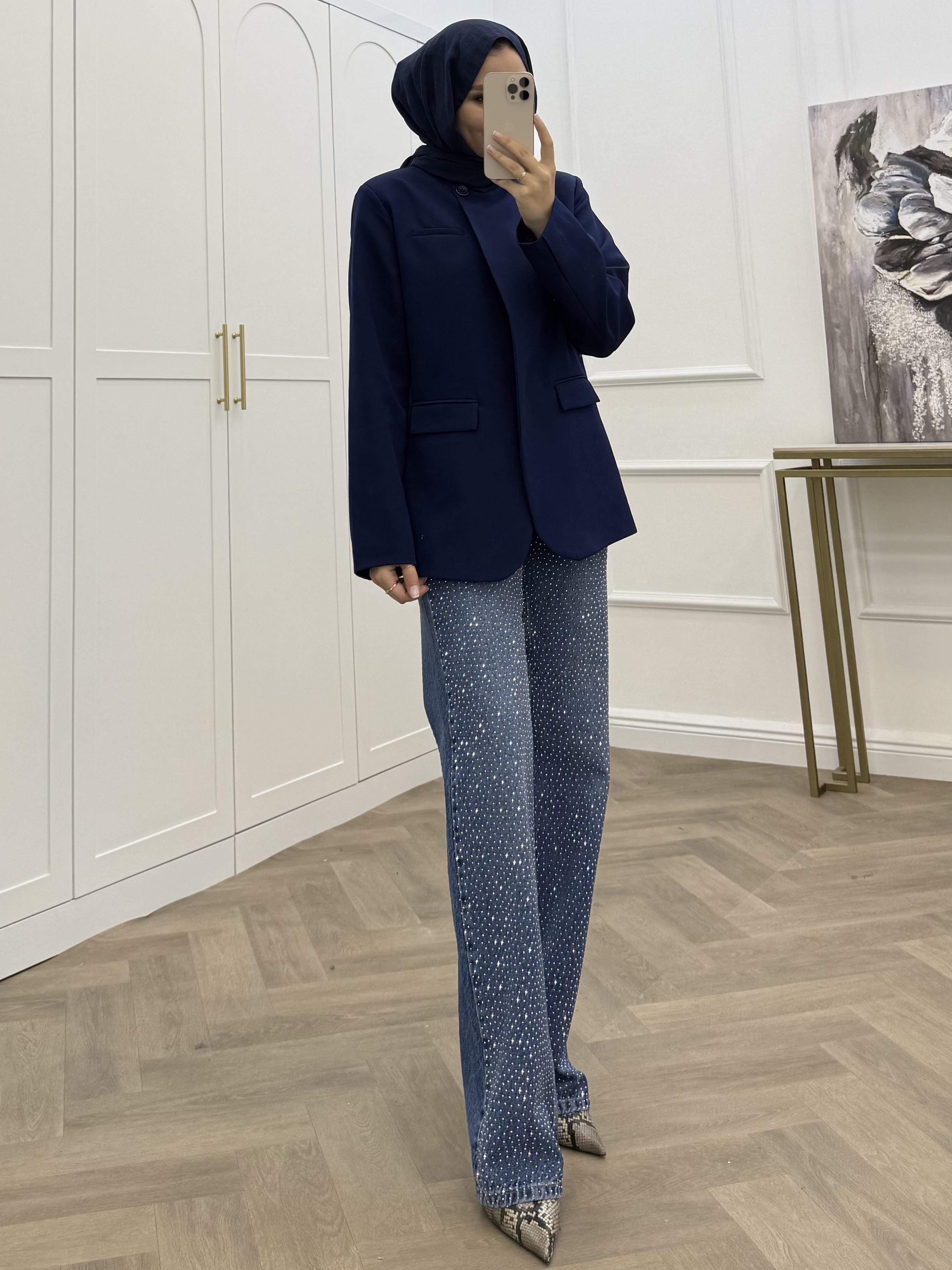 TEK DÜĞMELİ BLAZER CEKET LACİVERT