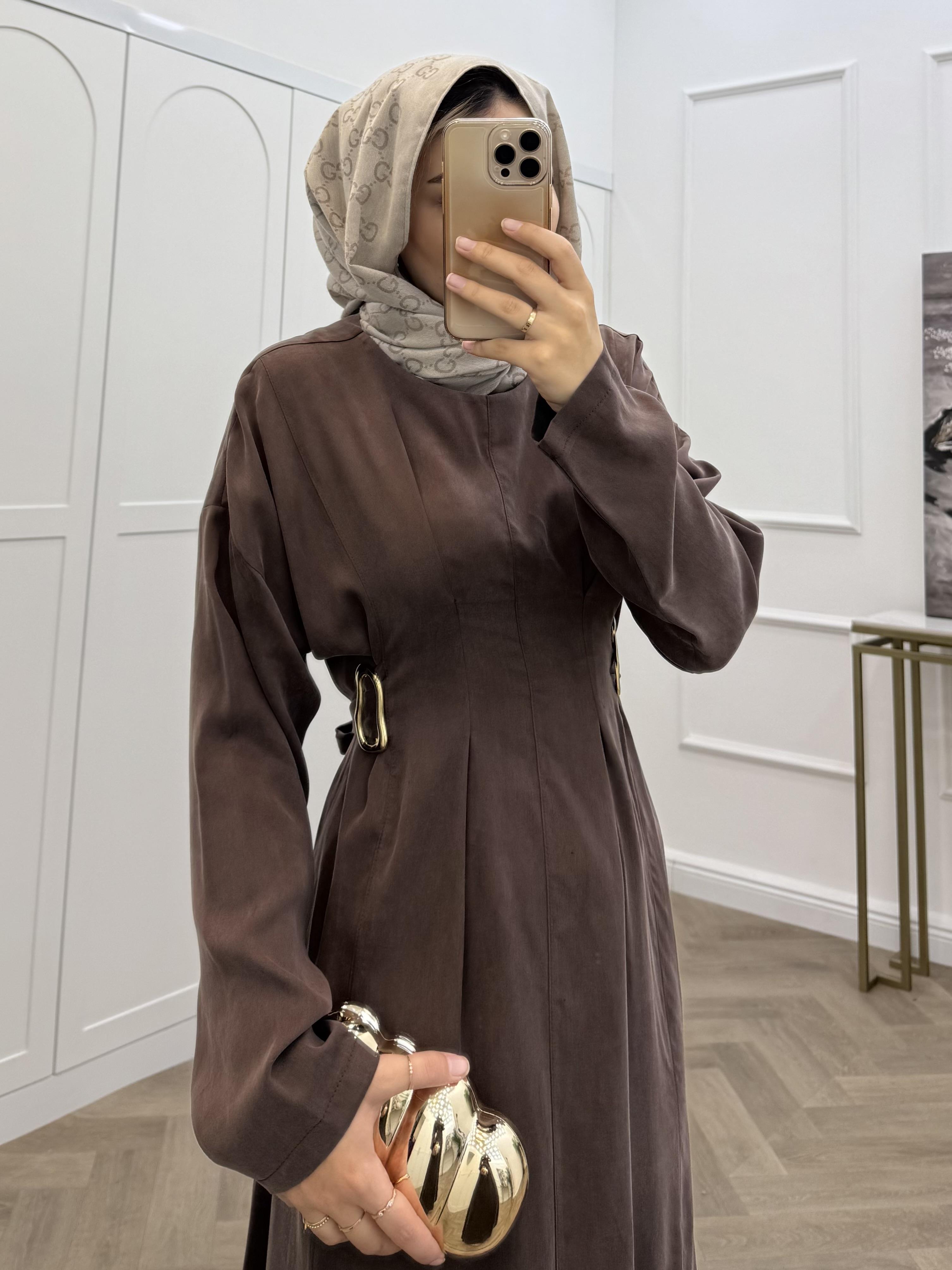 TOKALI MODAL ELBİSE KAHVE