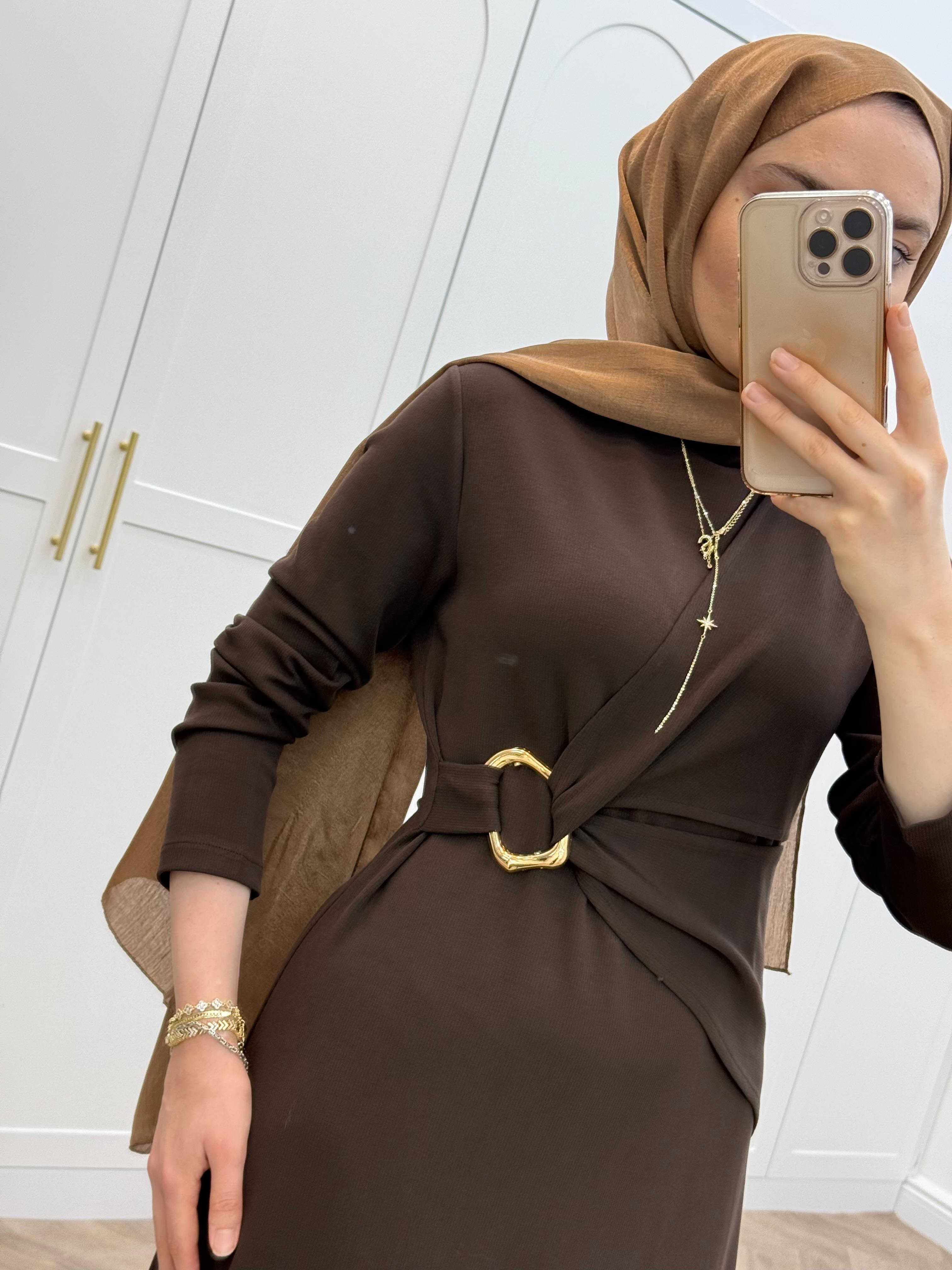 TOKALI OYSHO ELBİSE KAHVE