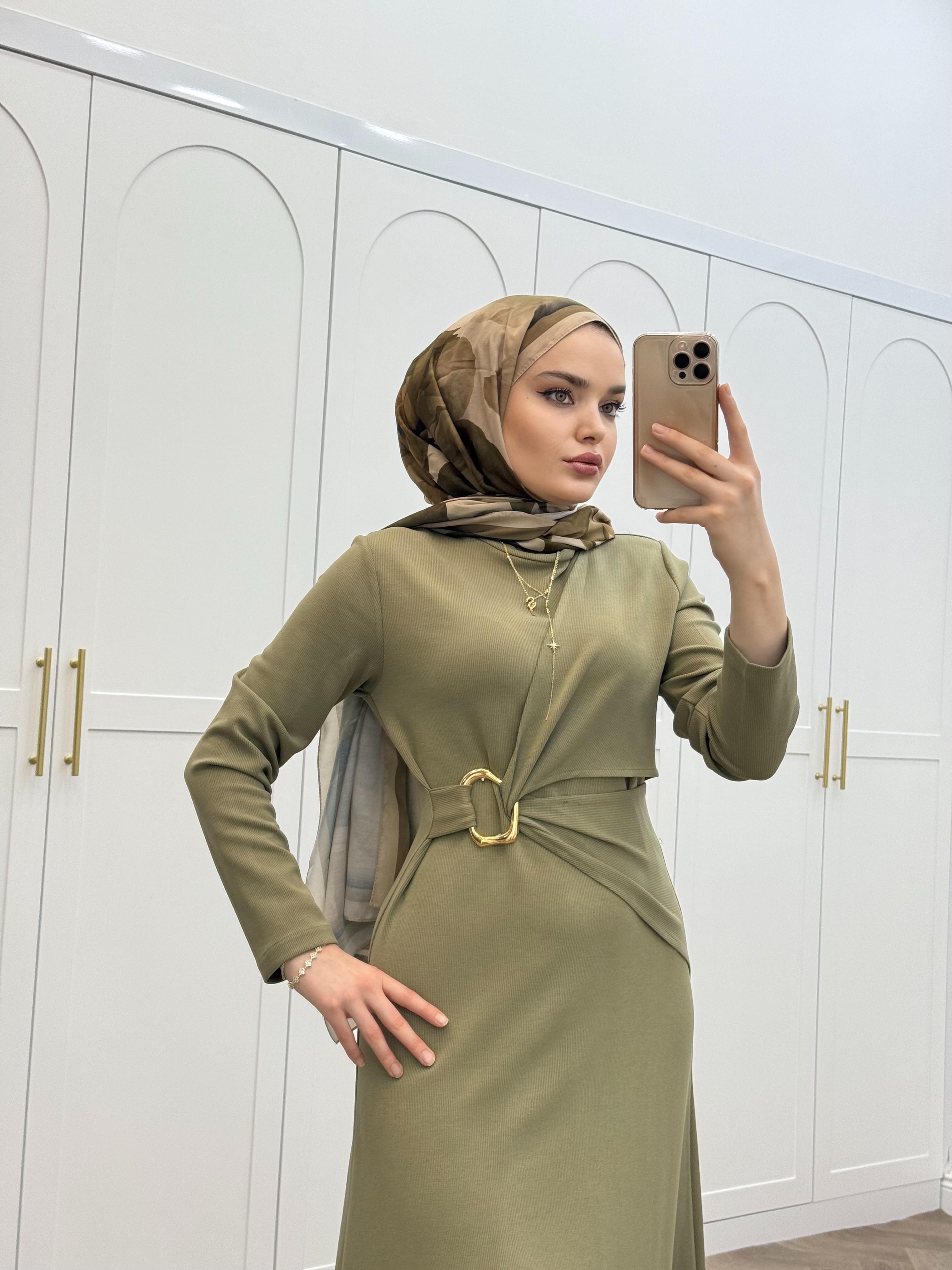 TOKALI OYSHO ELBİSE YAĞ YEŞİLİ