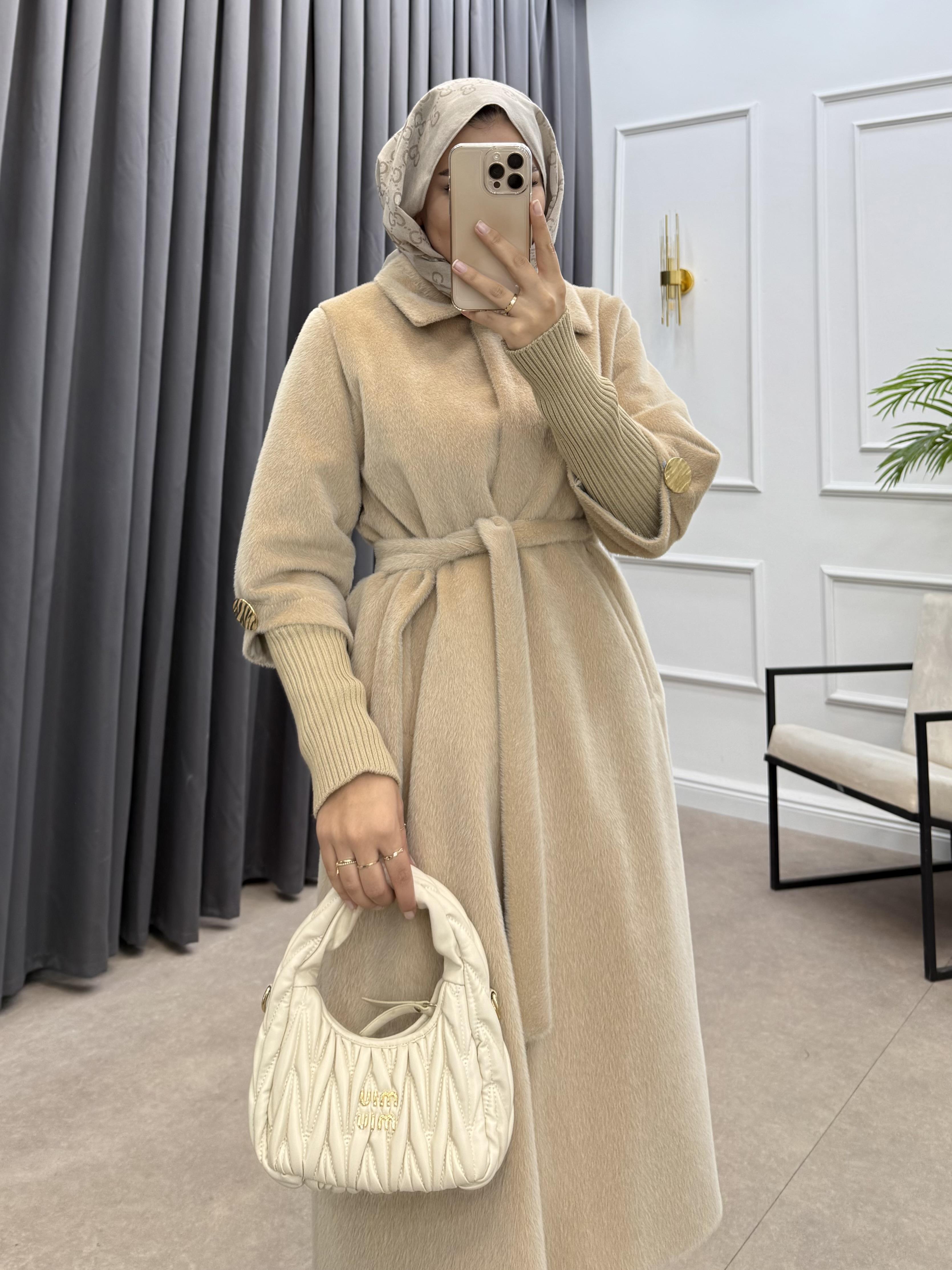 TRİKO KOL ANGORA CEKET BEJ