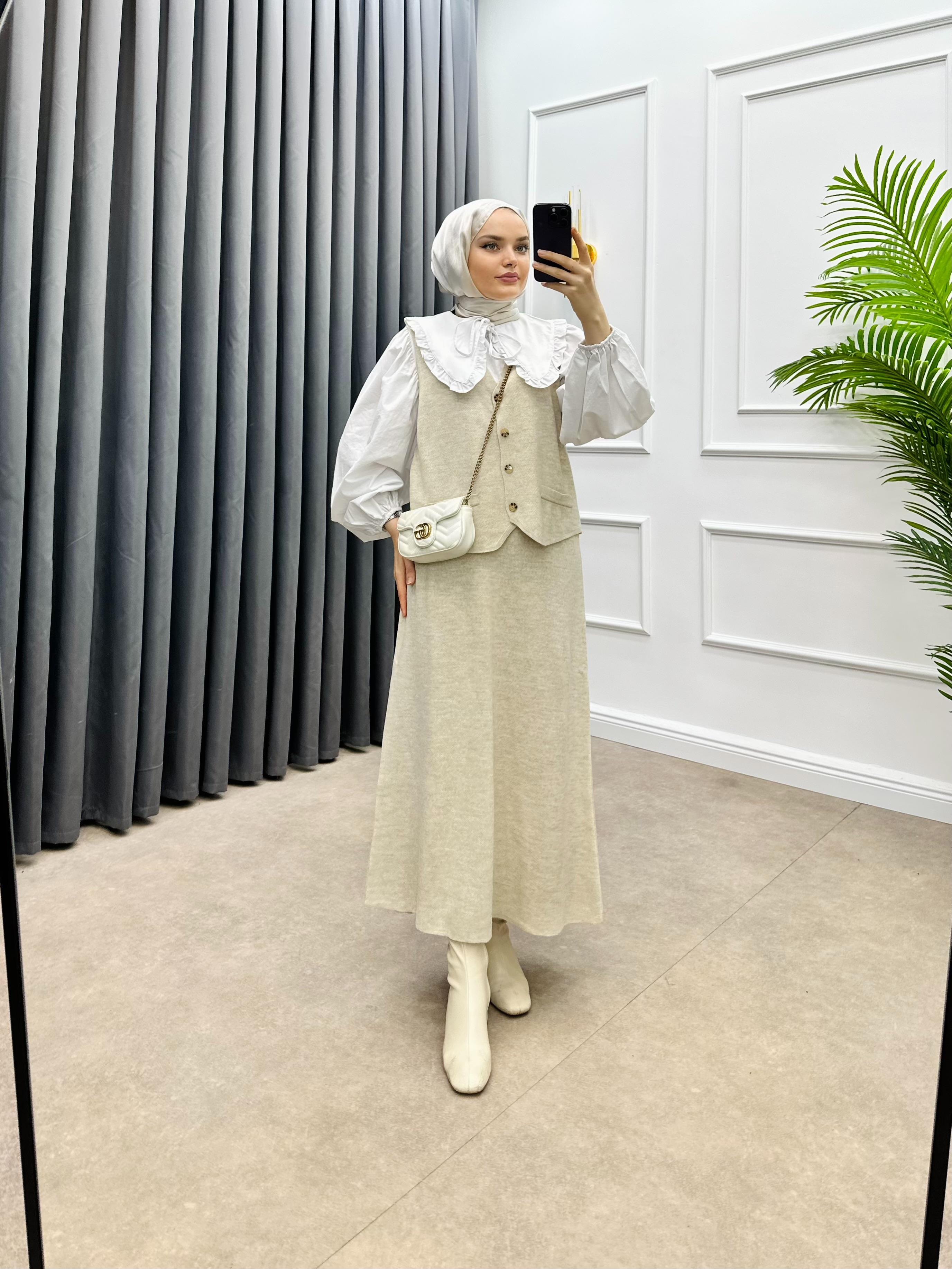 TRİKO YELEKLİ ETEKLİ TAKIM TAŞ