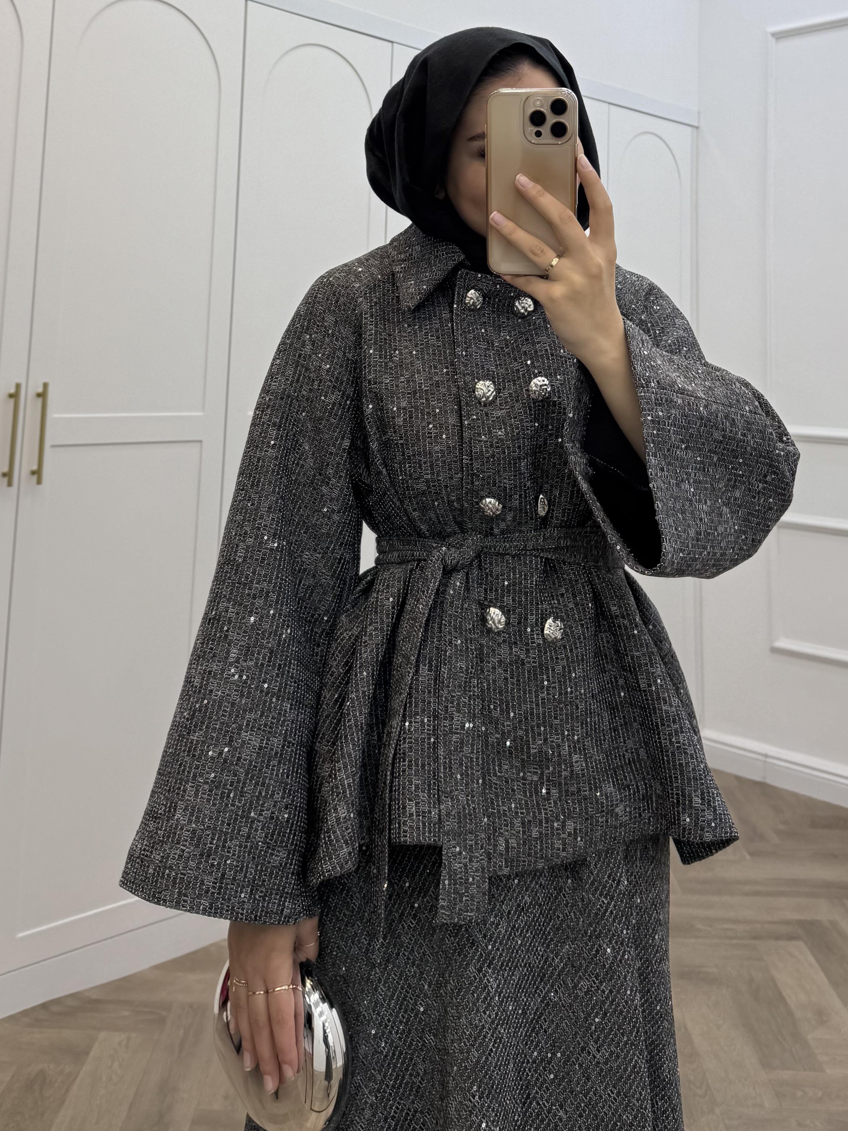 TÜVİT PAYETLİ ETEKLİ TAKIM ANTRASİT