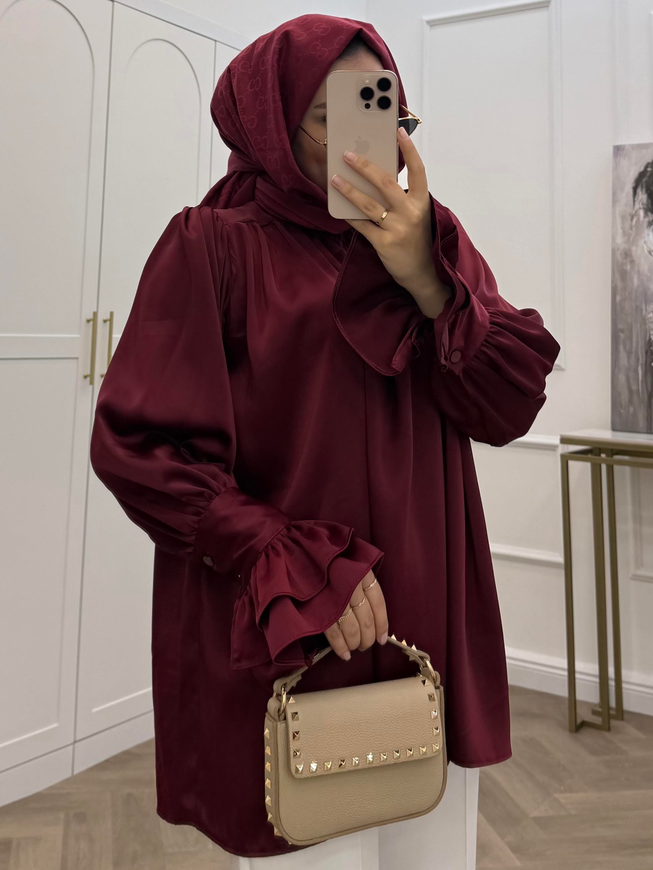 VİOLET SATEN GÖMLEK BORDO