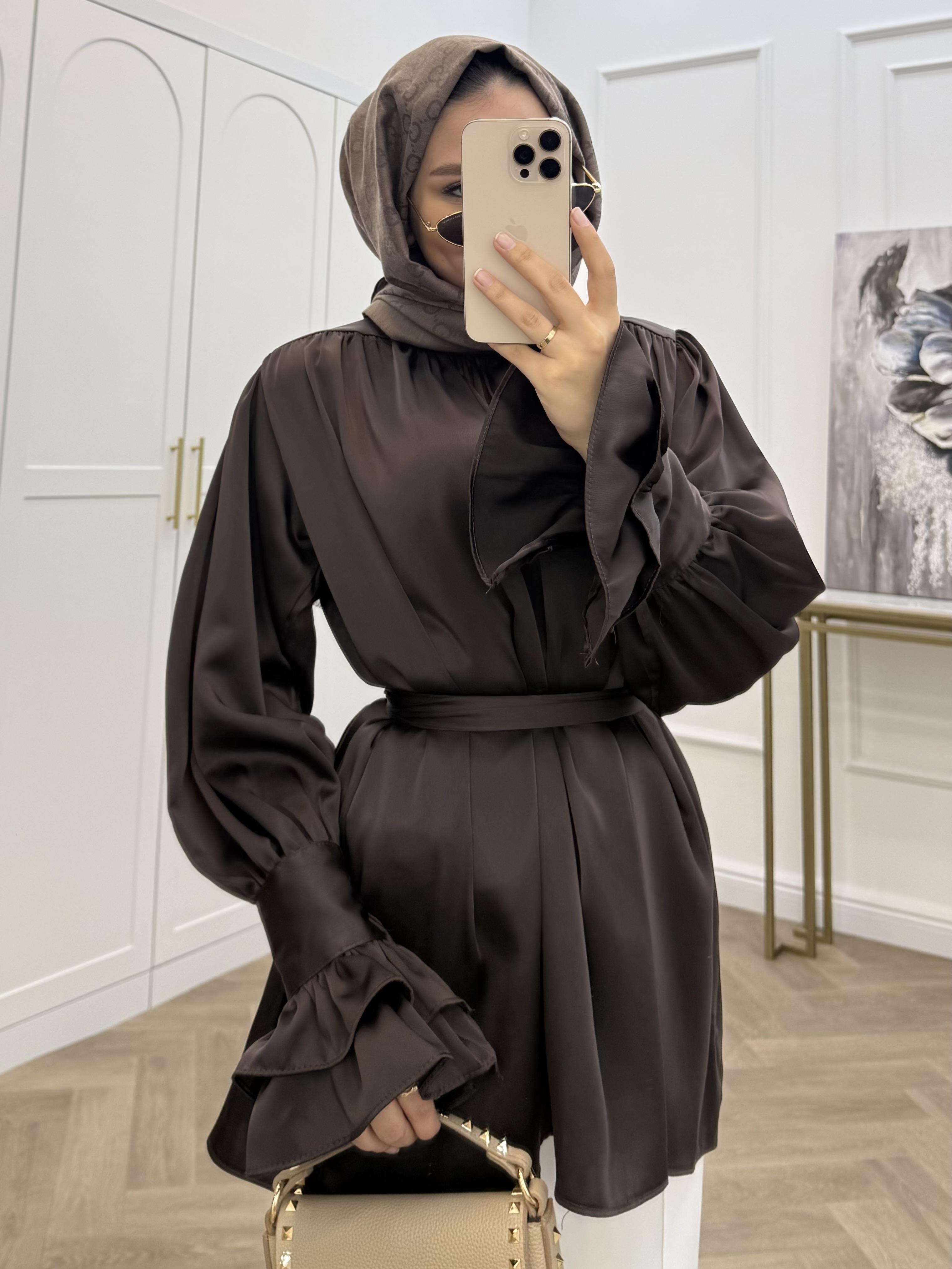 VİOLET SATEN GÖMLEK KAHVE