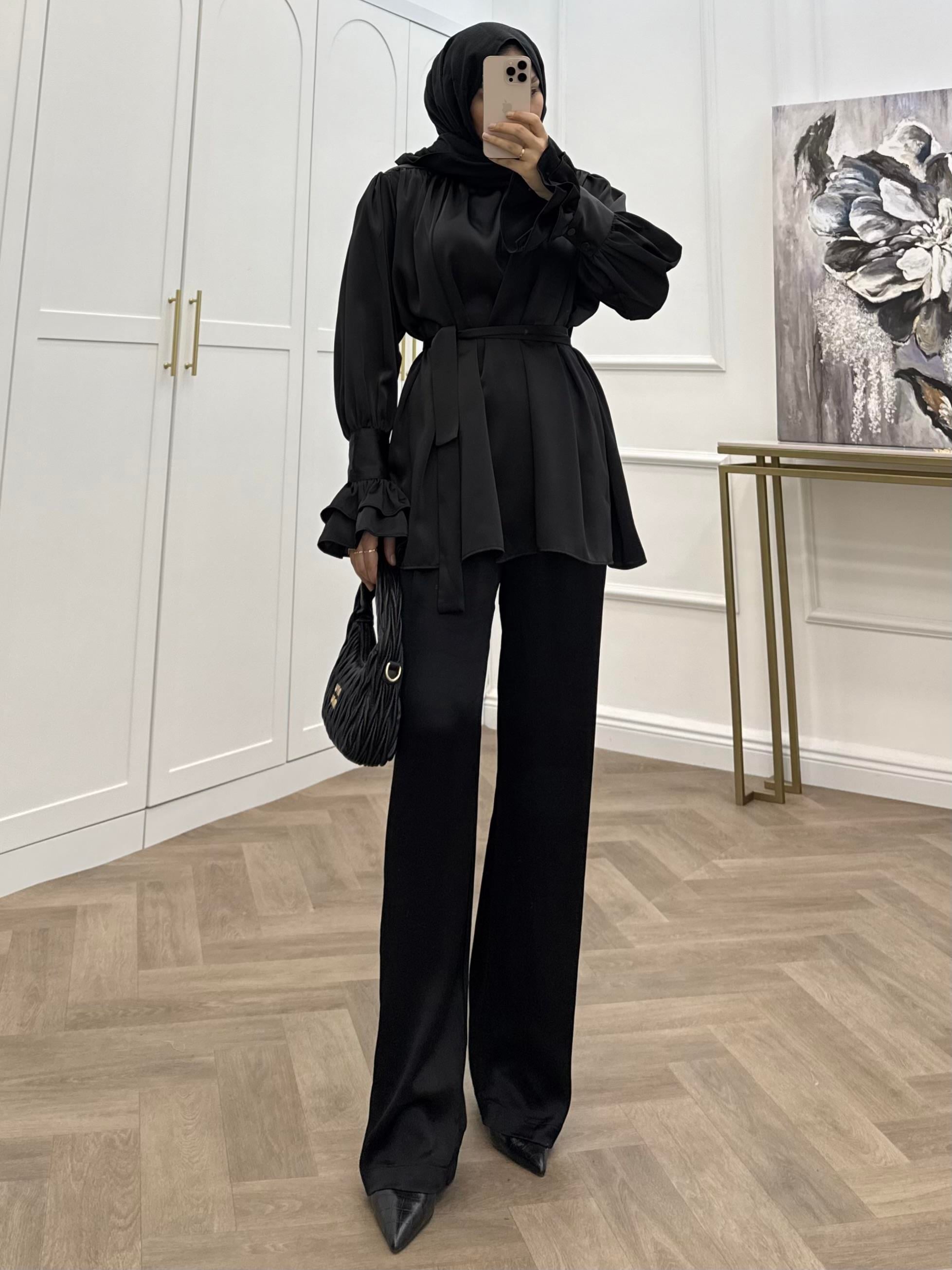 VİOLET SATEN GÖMLEK SİYAH