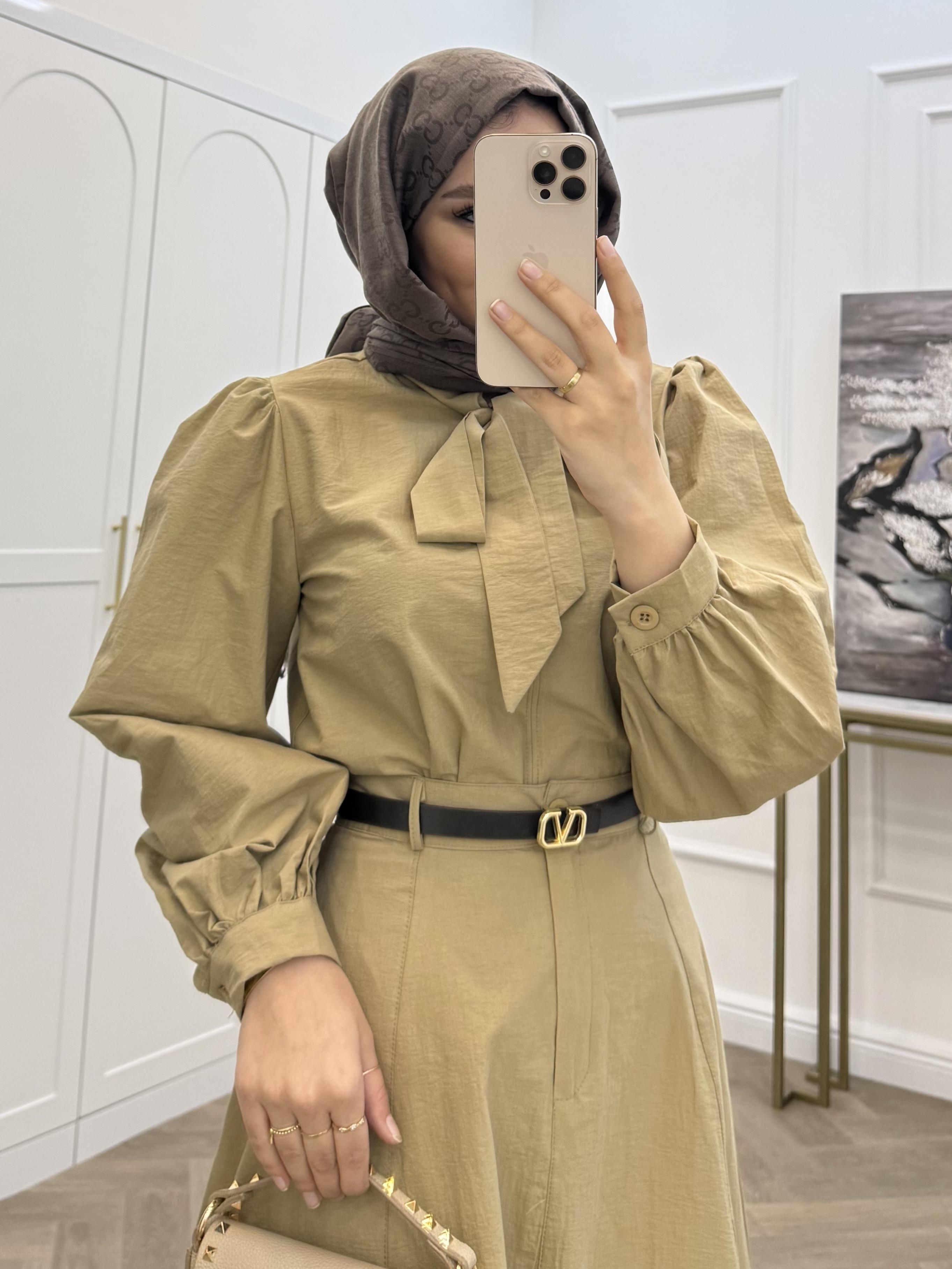 YAKA BAĞCIKLI ETEKLİ TAKIM CAMEL 