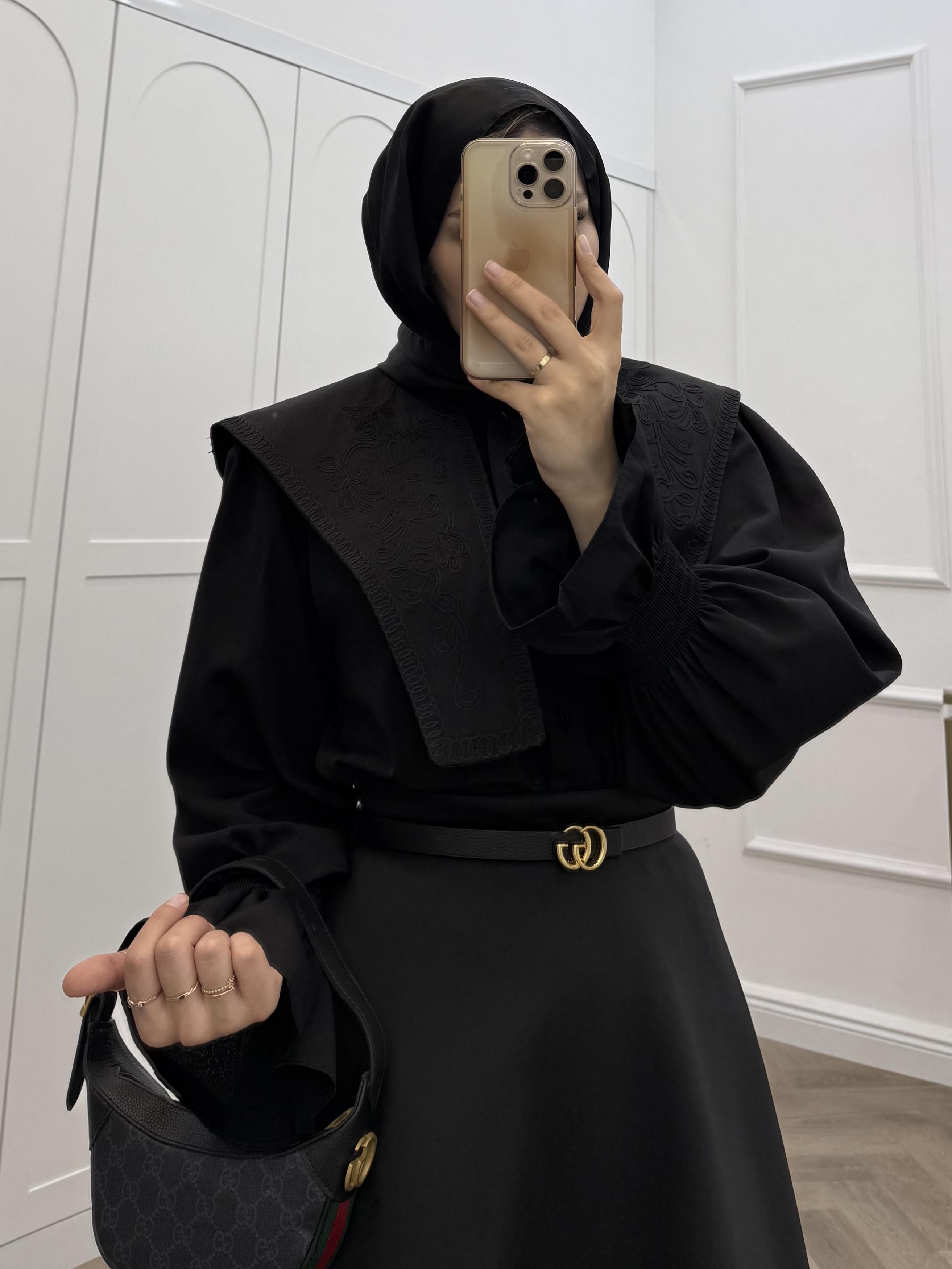 YAKA DETAY GÖMLEK SİYAH