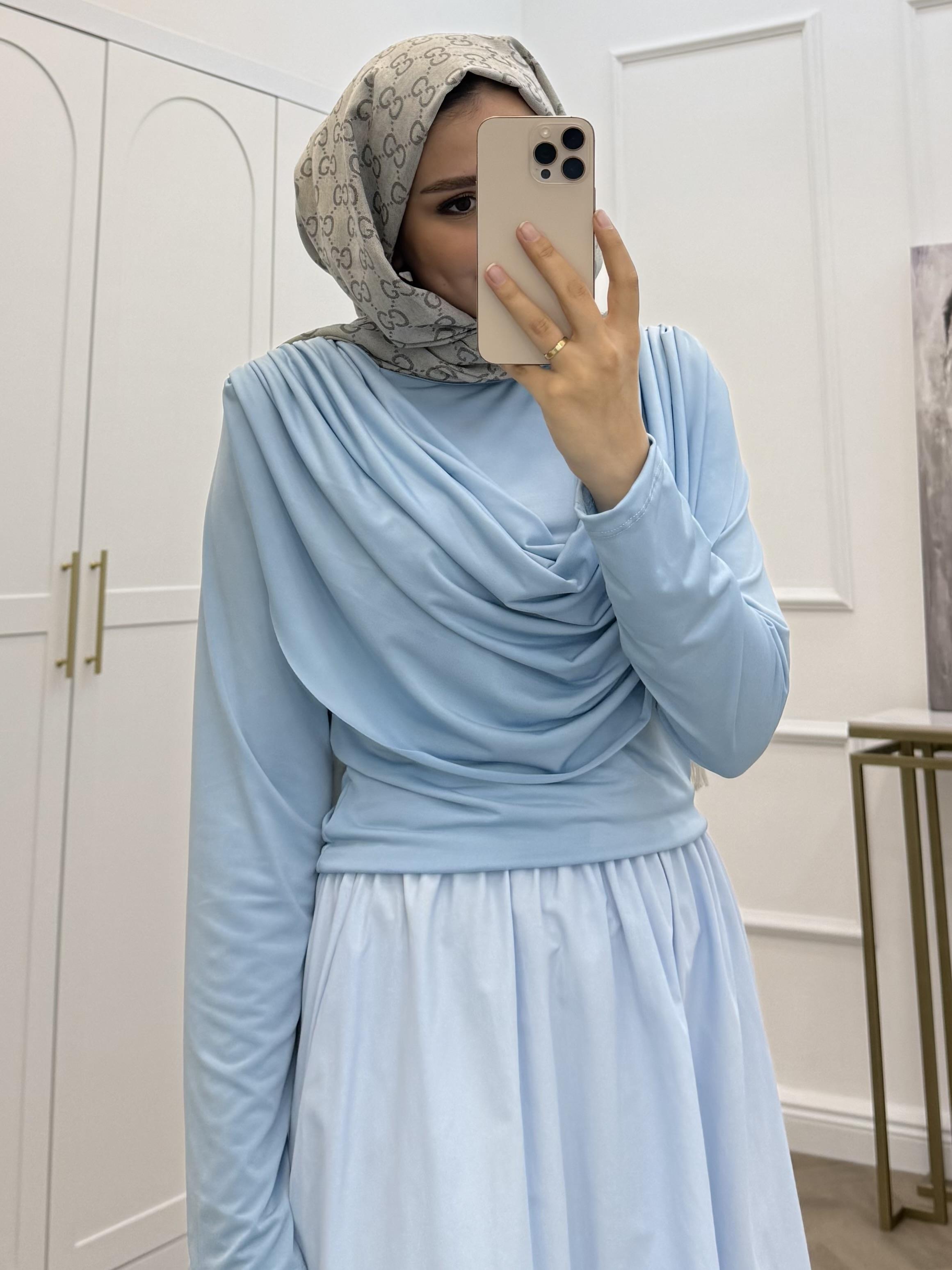 YAKASI DÖKÜMLÜ SANDY BLUZ BEBE MAVİSİ