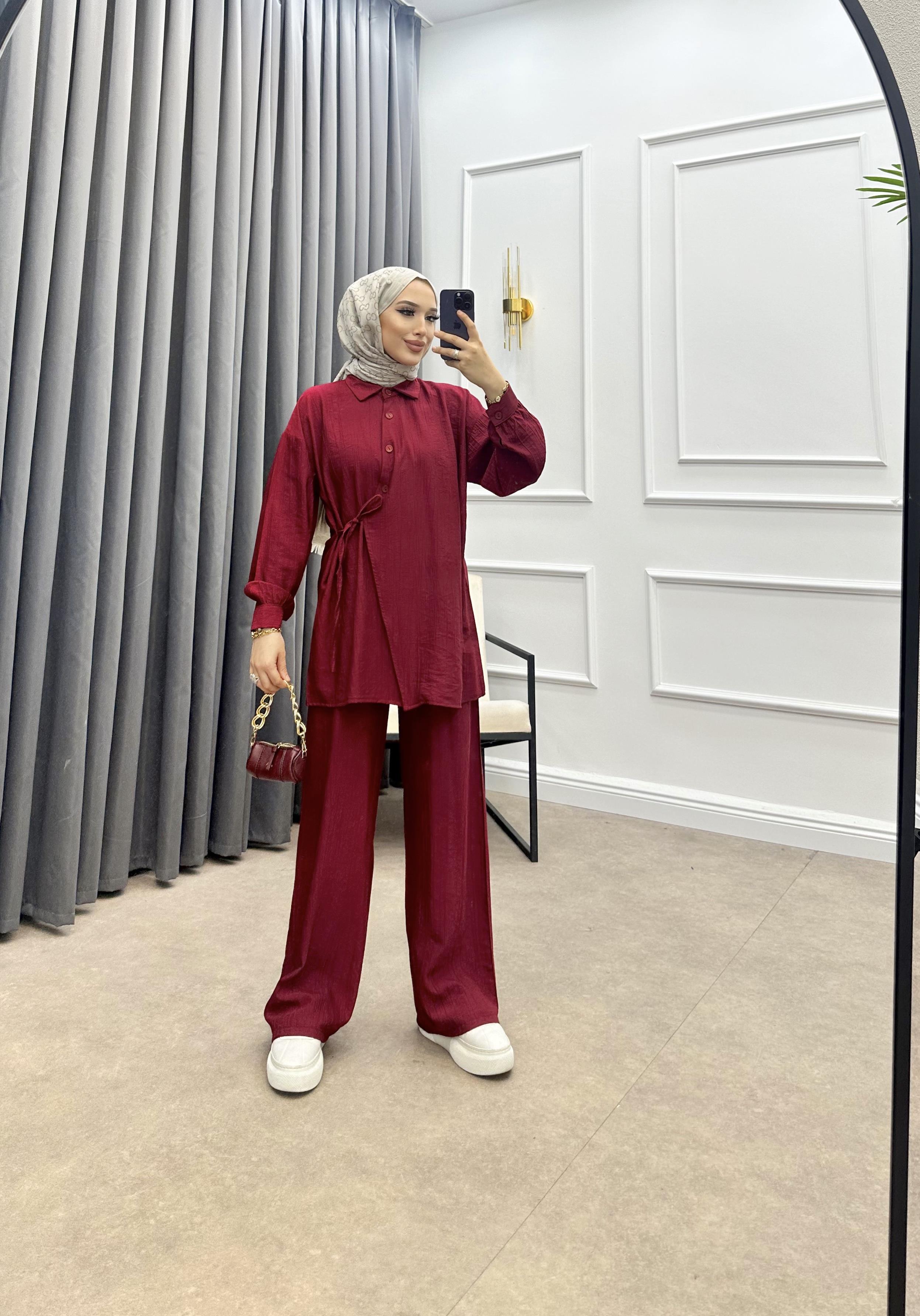 YANDAN BAĞLAMALI TAKIM BORDO