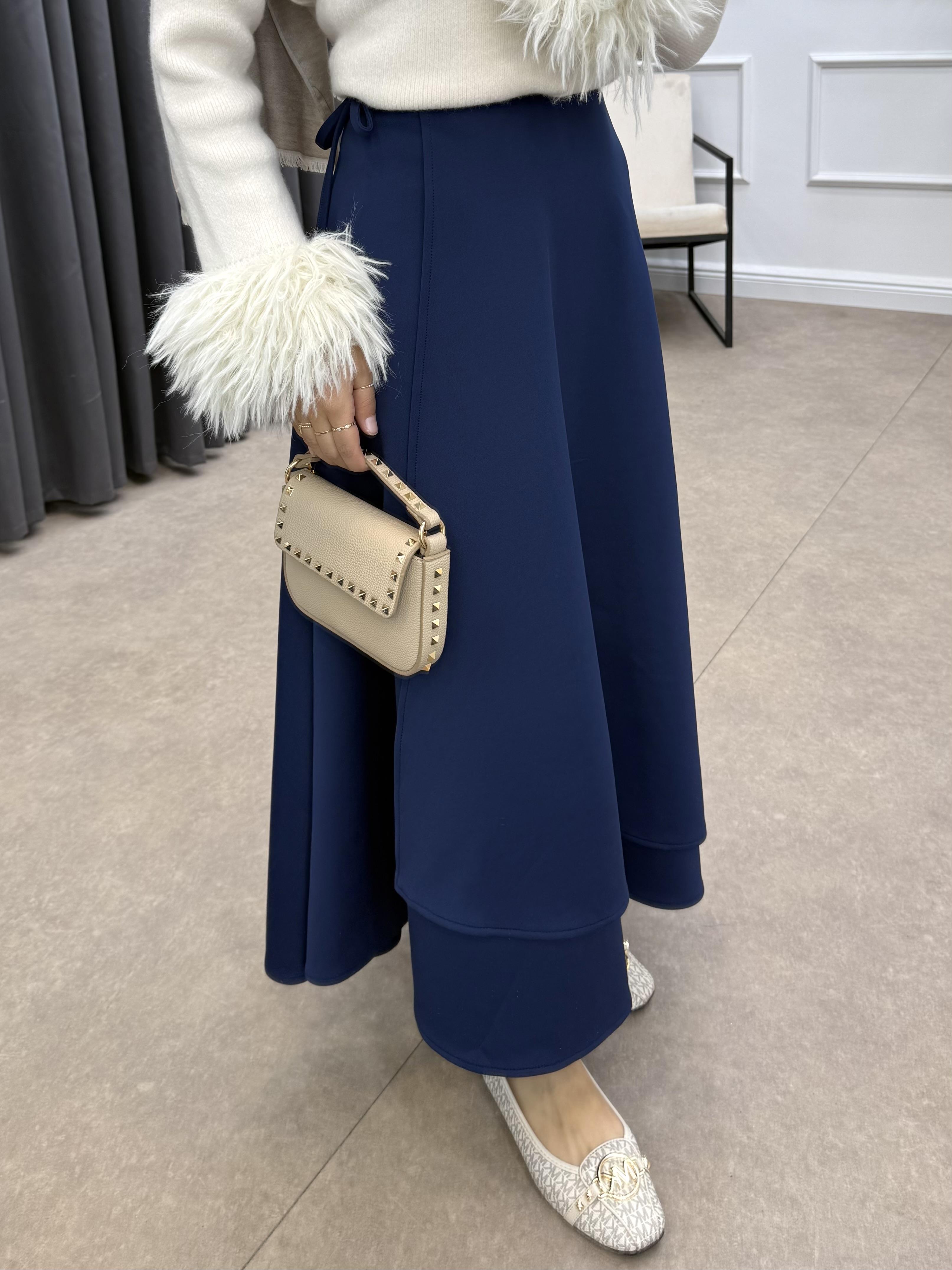 YANDAN İPLE BAĞLAMALI SCUBA ETEK LACİVERT