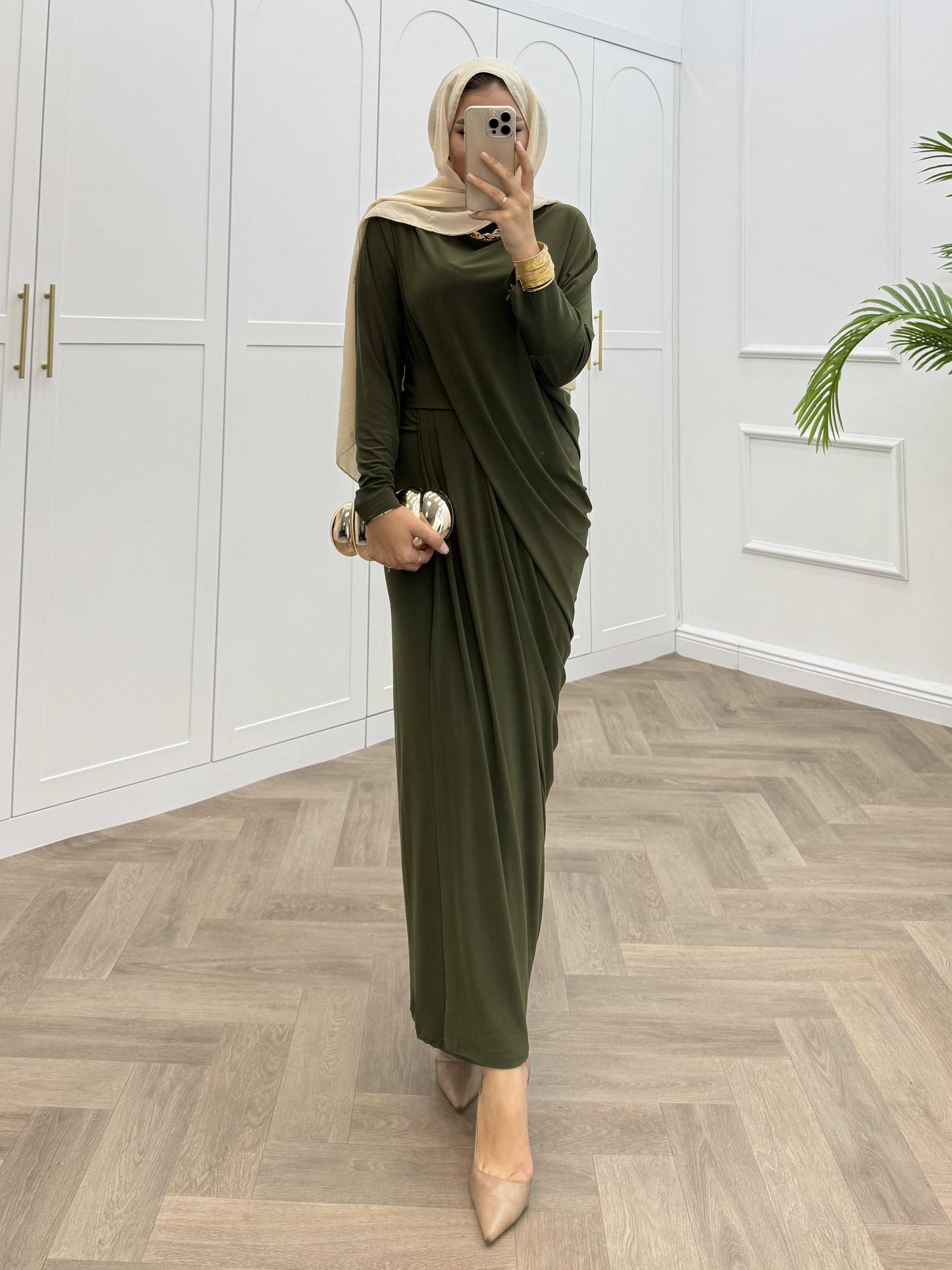 YARASA KOL SANDY ELBİSE HAKİ