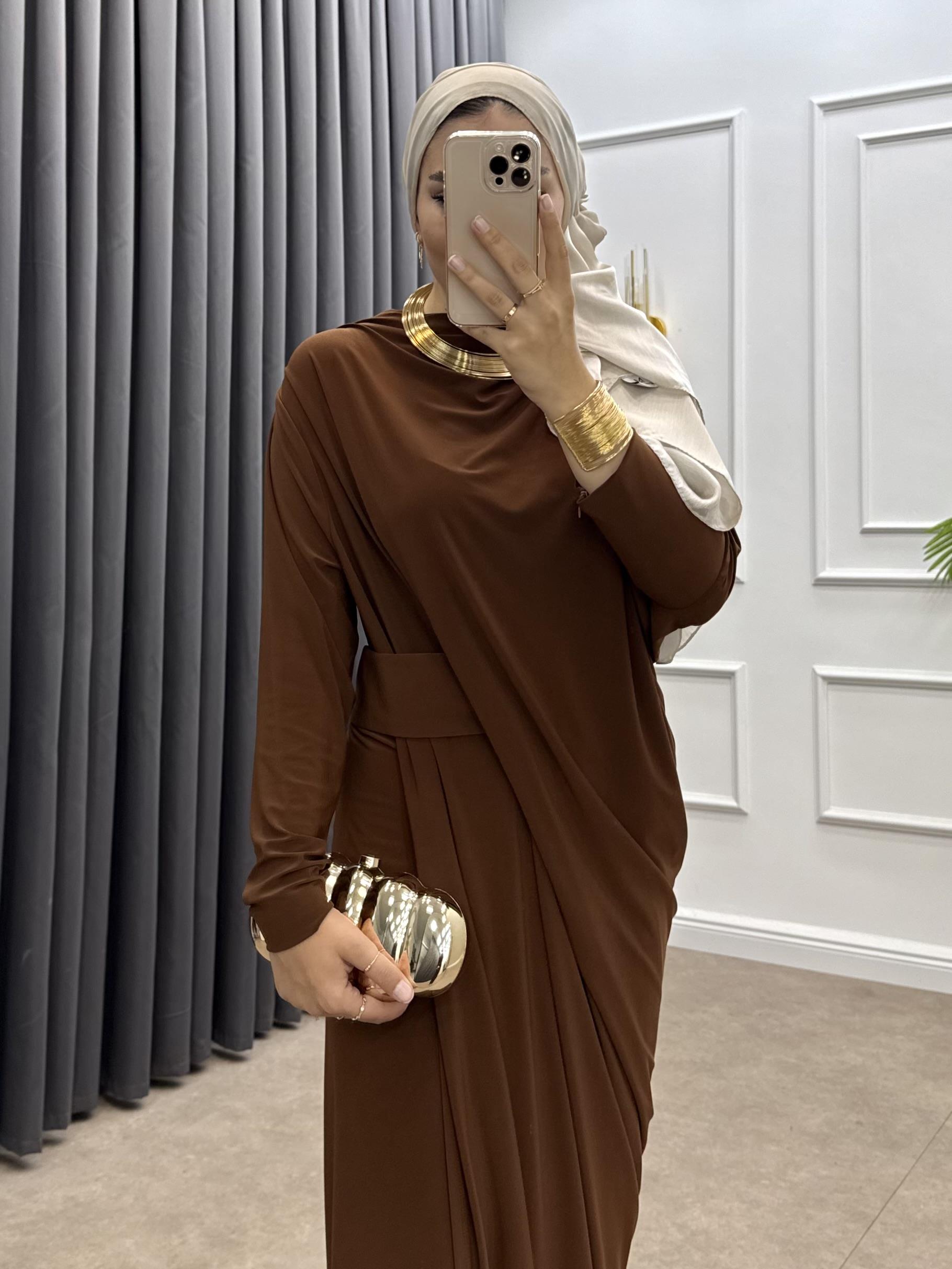 YARASA KOL SANDY ELBİSE TABA