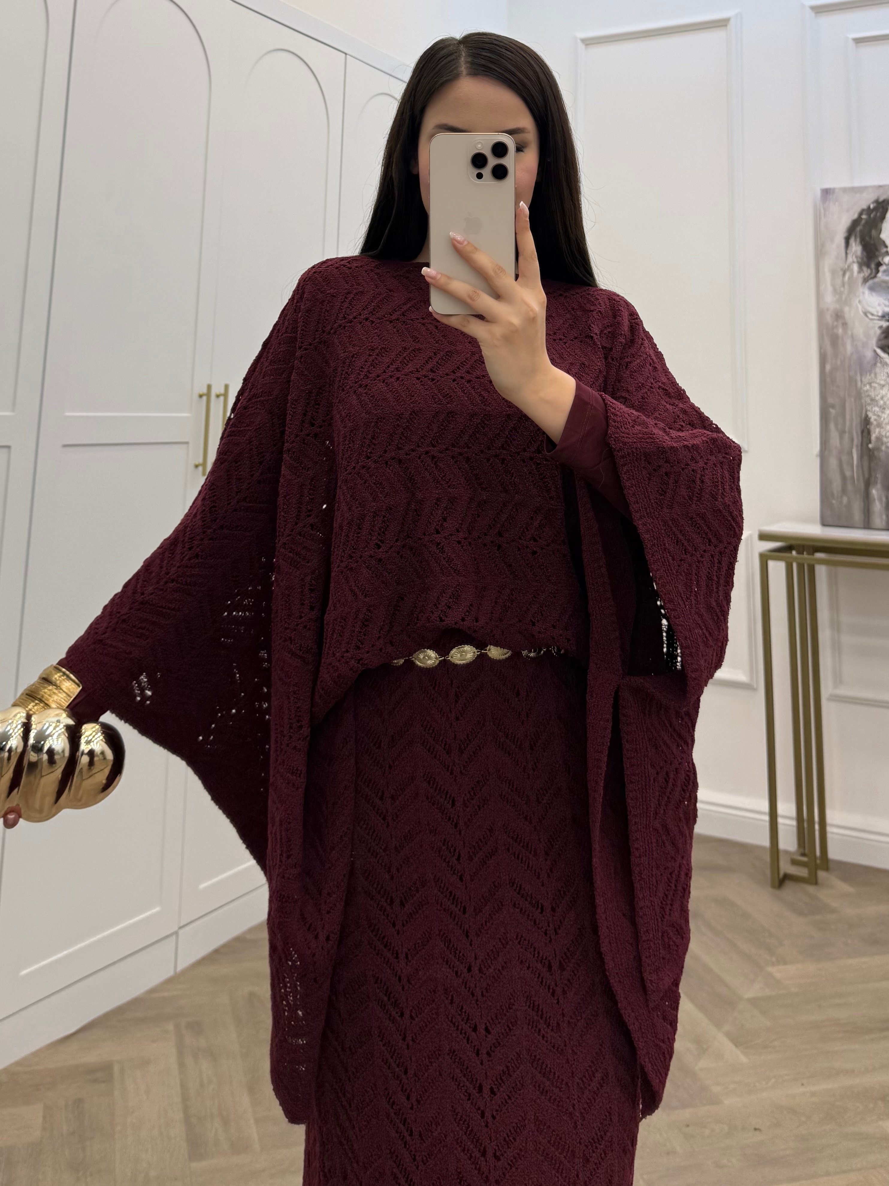 YARASA KOL TRİKO ETEKLİ TAKIM BORDO