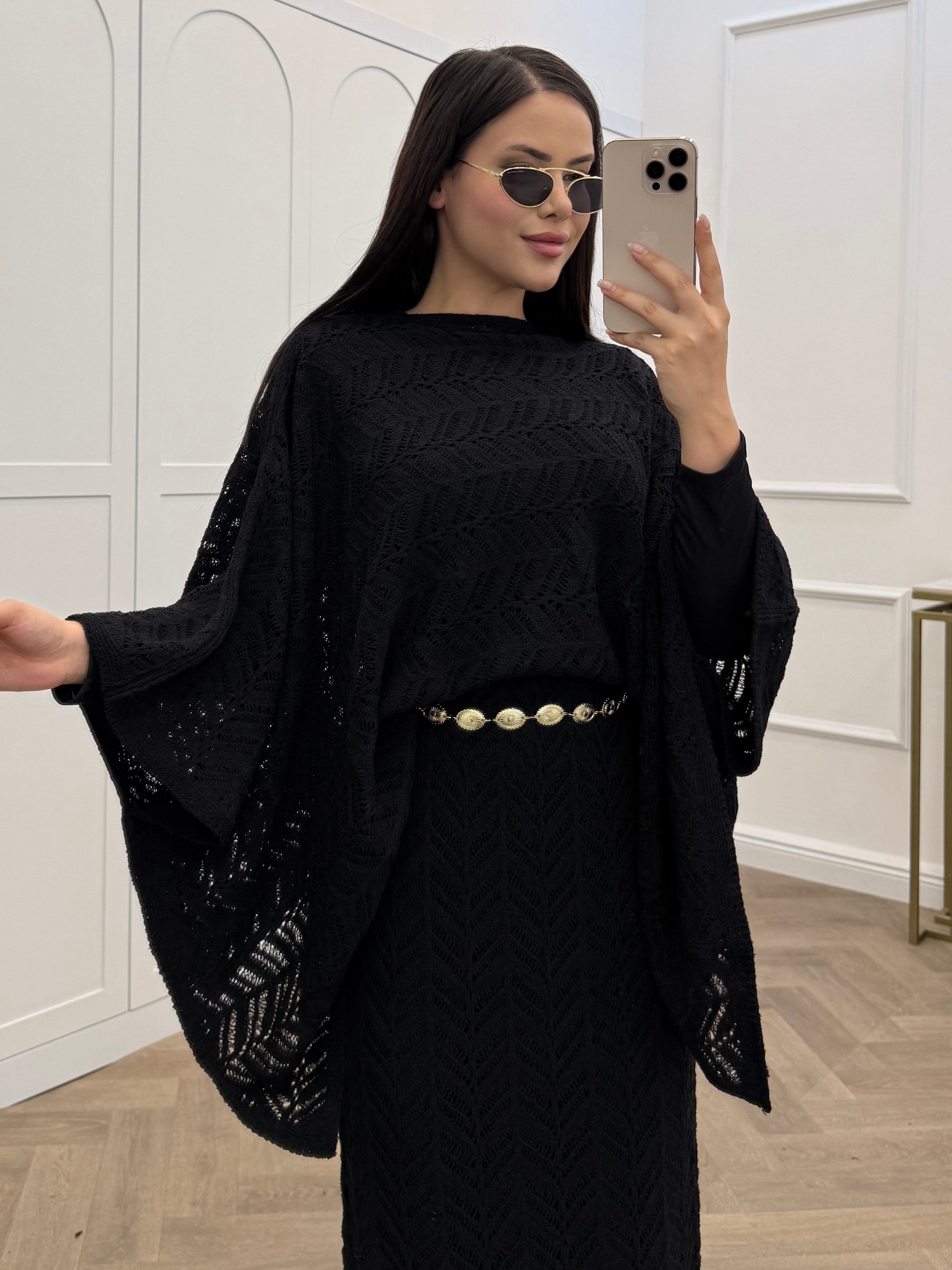 YARASA KOL TRİKO ETEKLİ TAKIM SİYAH
