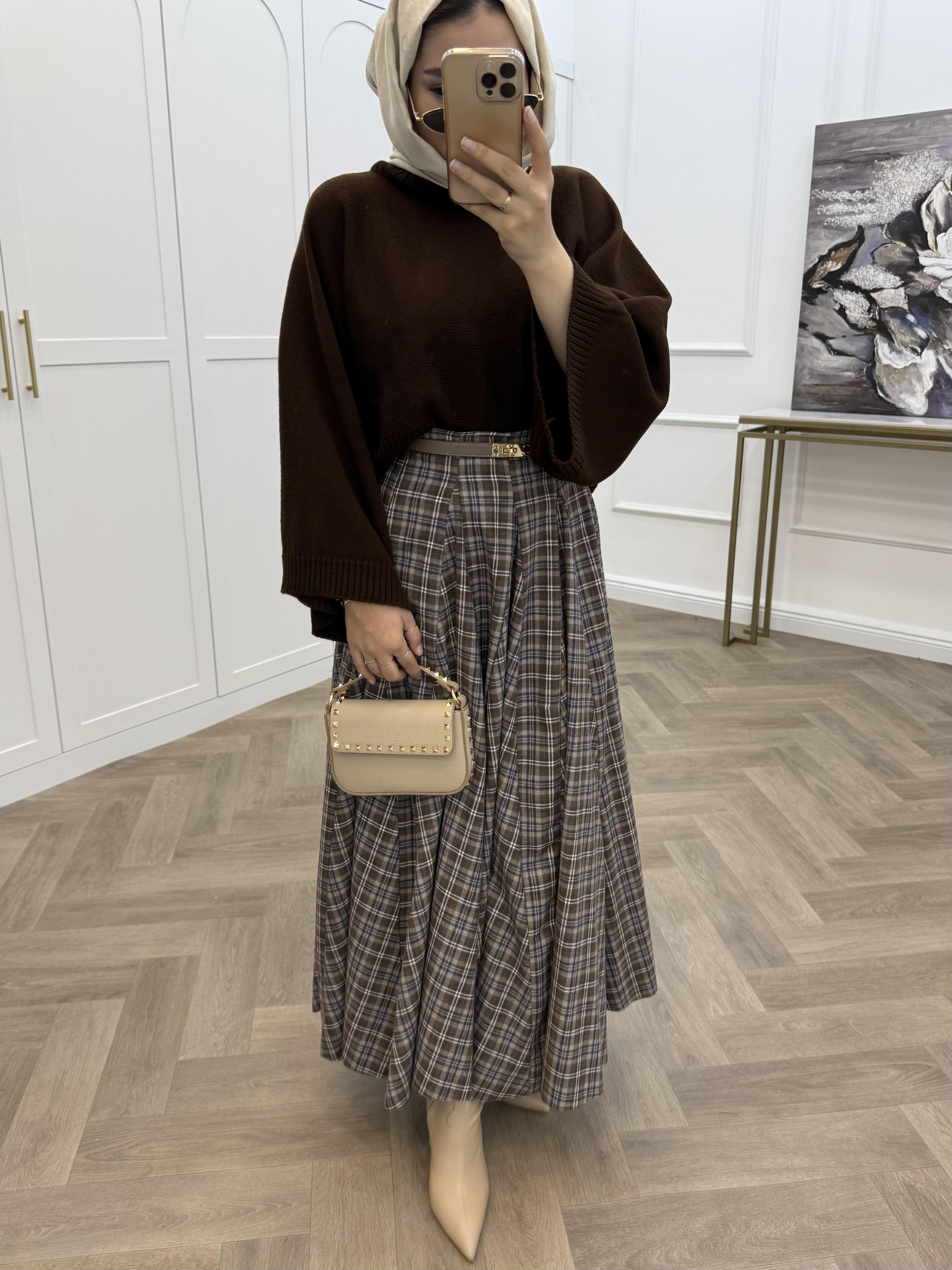 YARASA KOL TRİKO KAZAK KAHVE