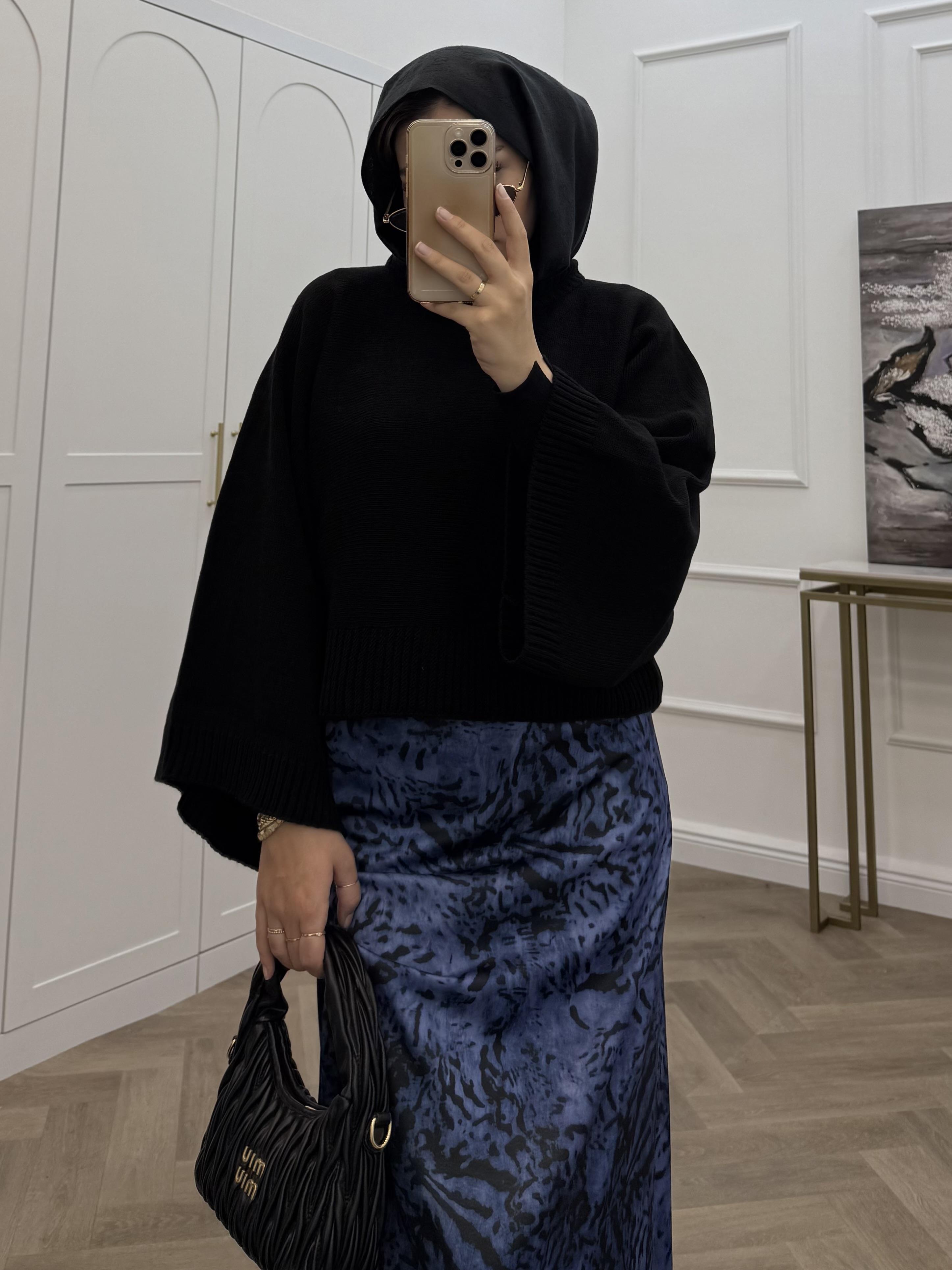 YARASA KOL TRİKO KAZAK SİYAH