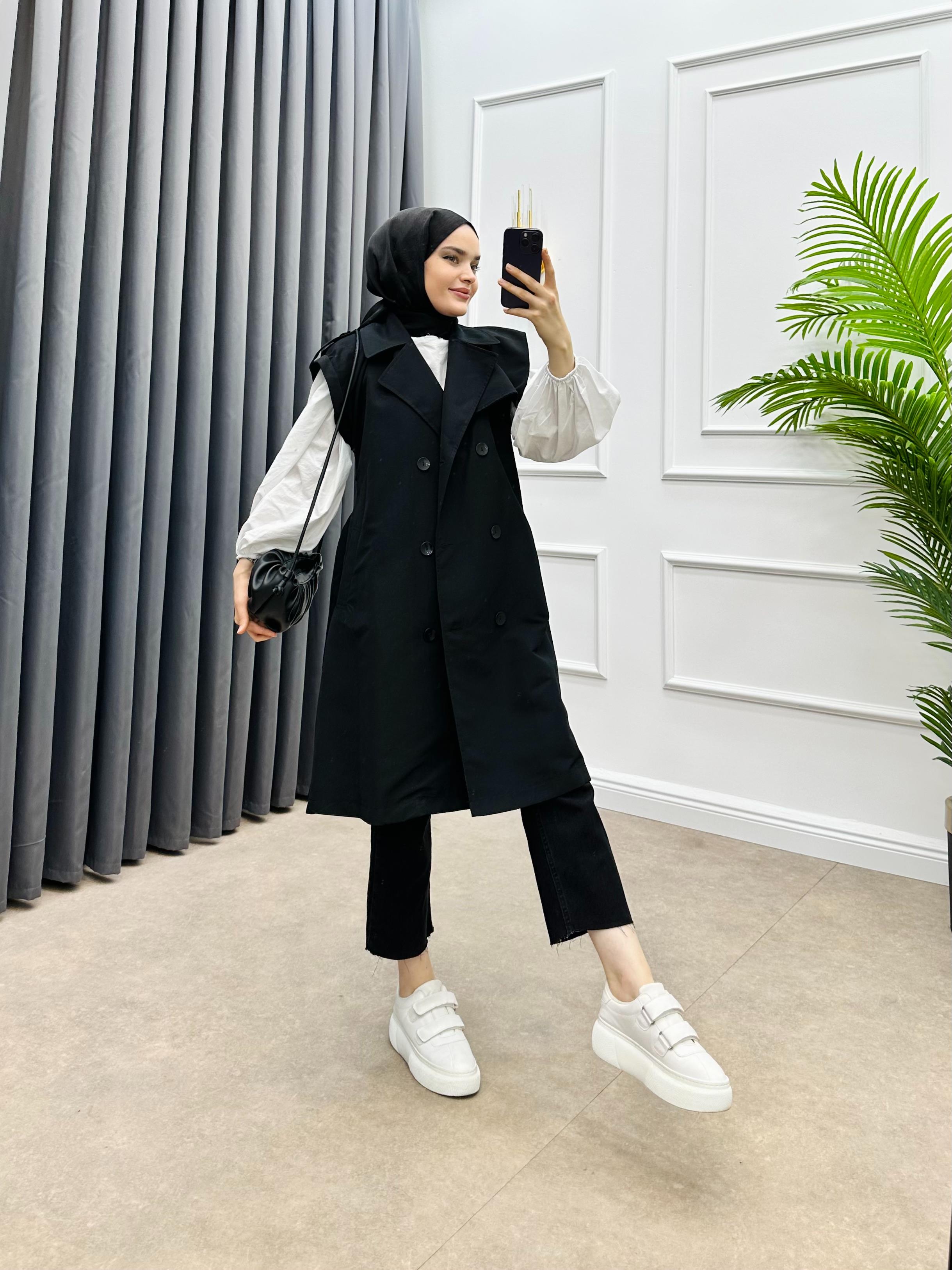 YELEK TRENÇKOT SİYAH