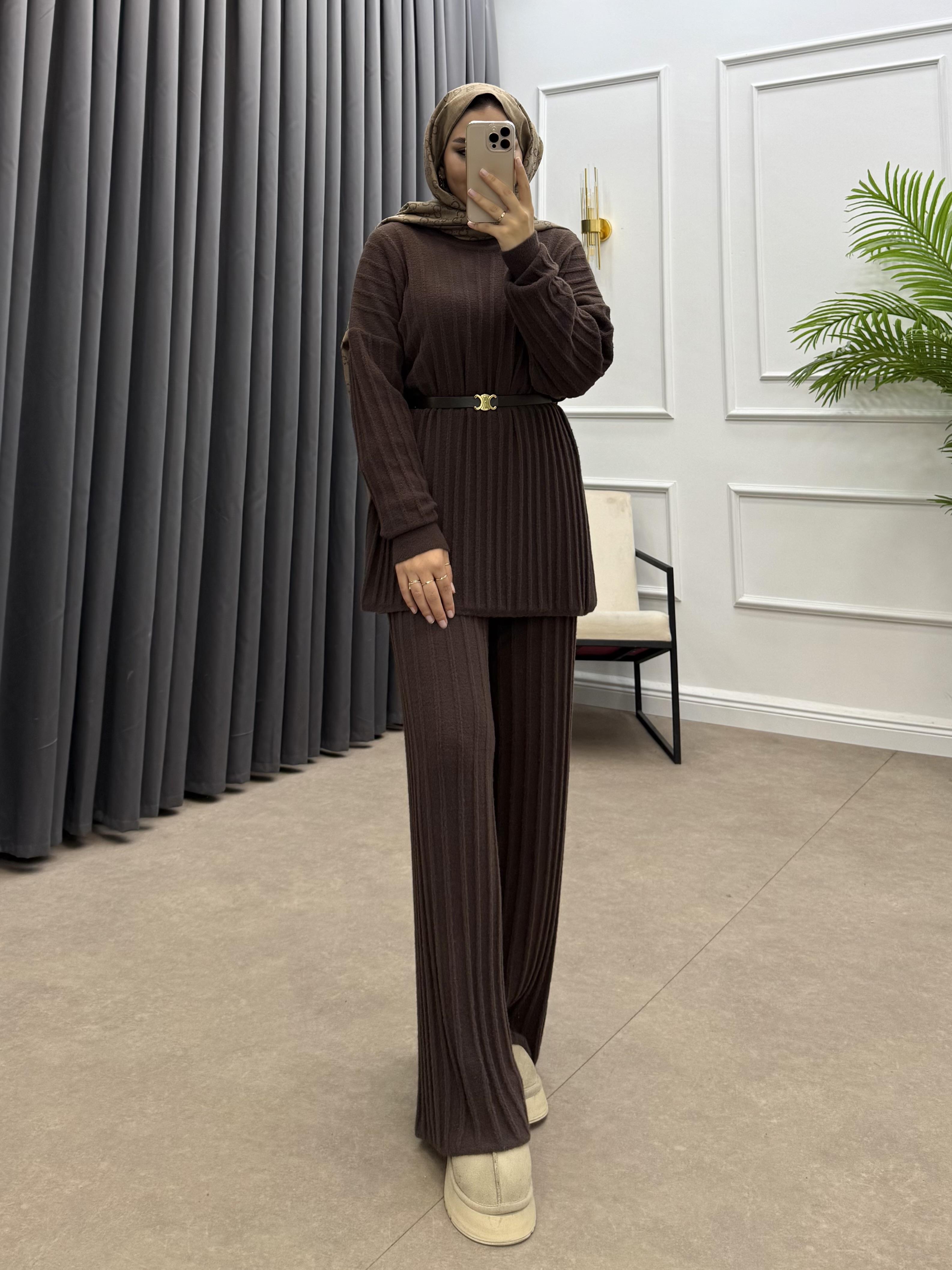 YUMOŞ PANTOLONLU TAKIM KAHVE