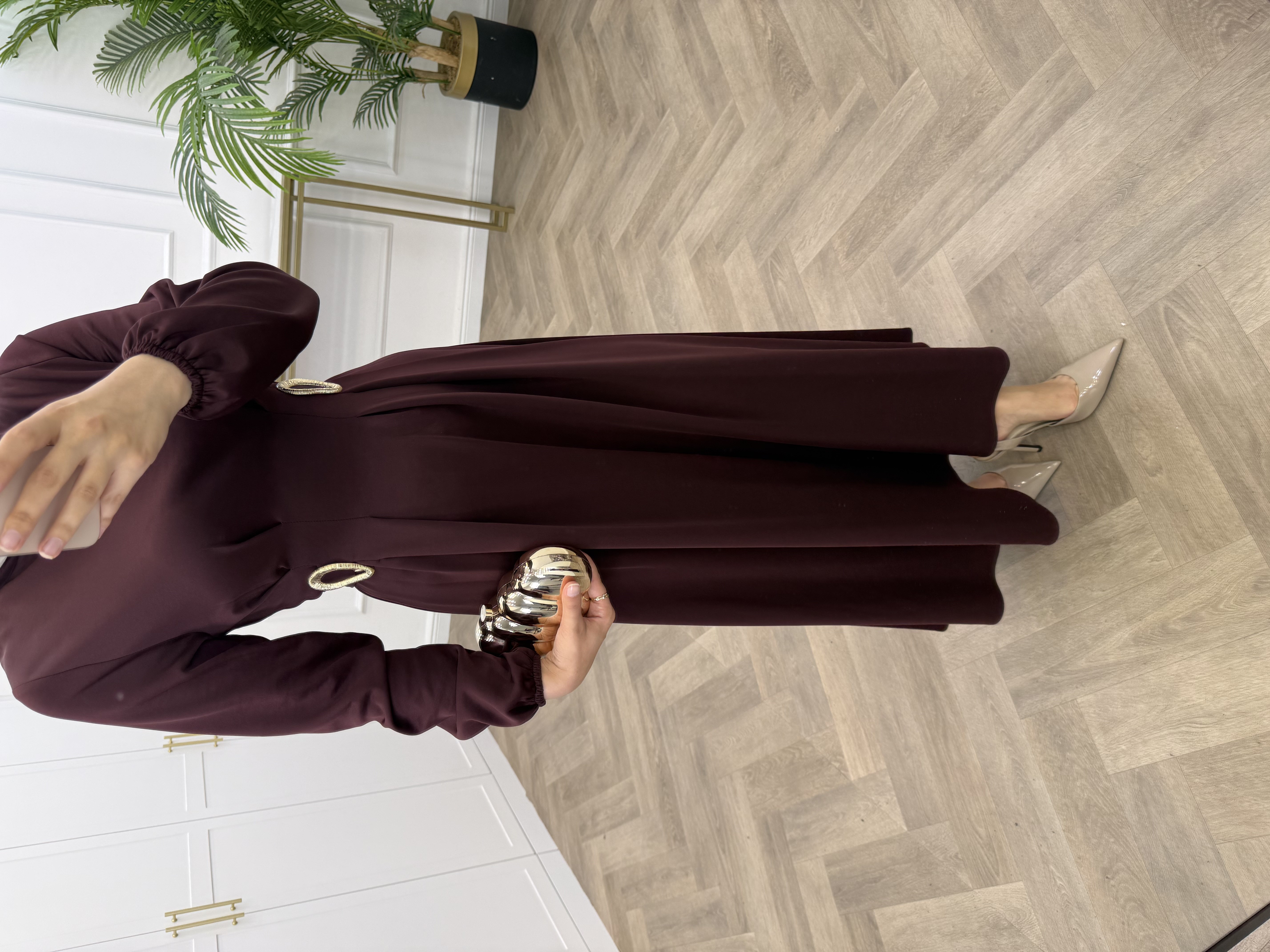 YUSRA SCUBA ELBİSE BORDO