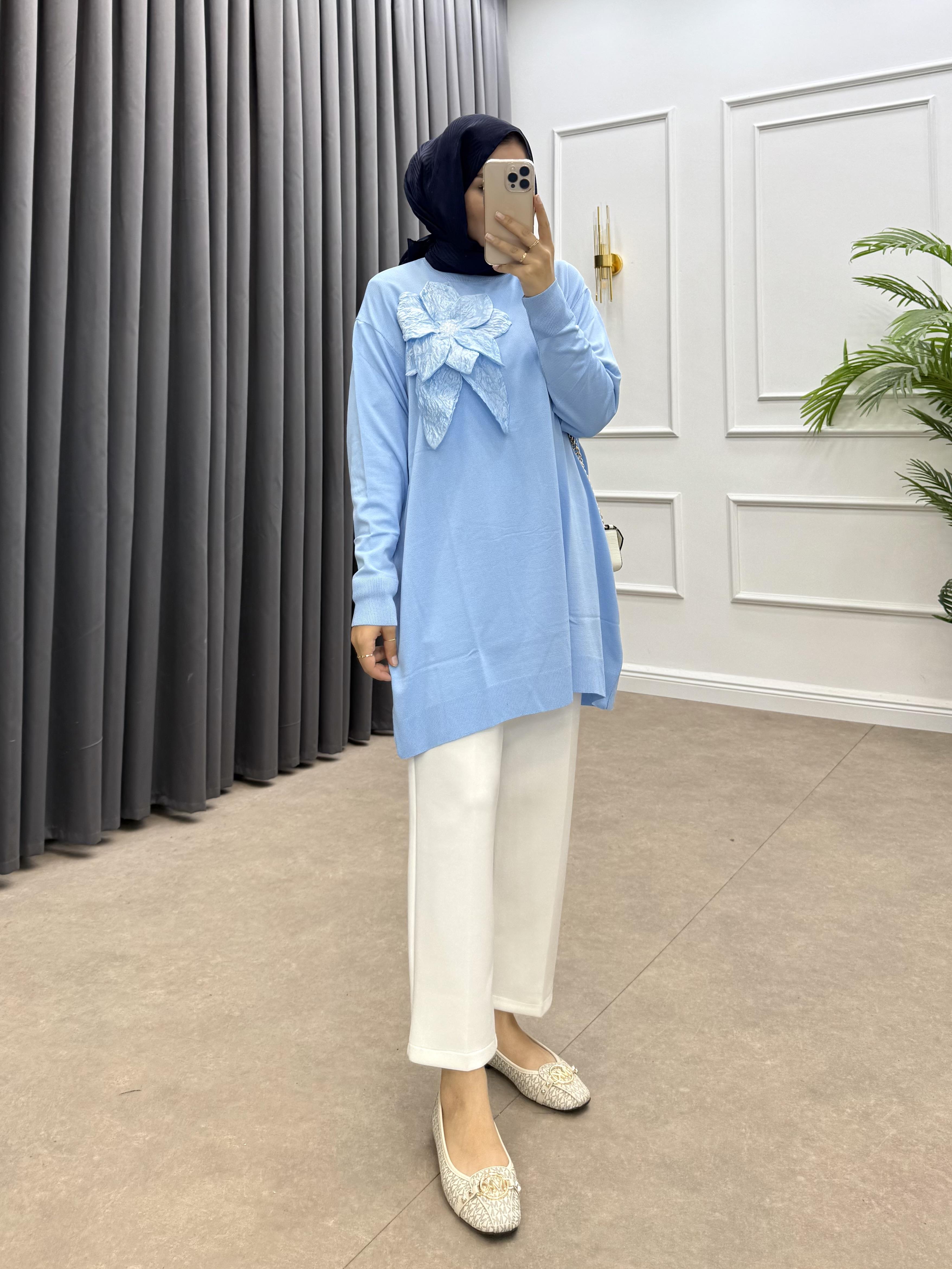 ZAMBAK MERSERİZE TUNİK BEBE MAVİ