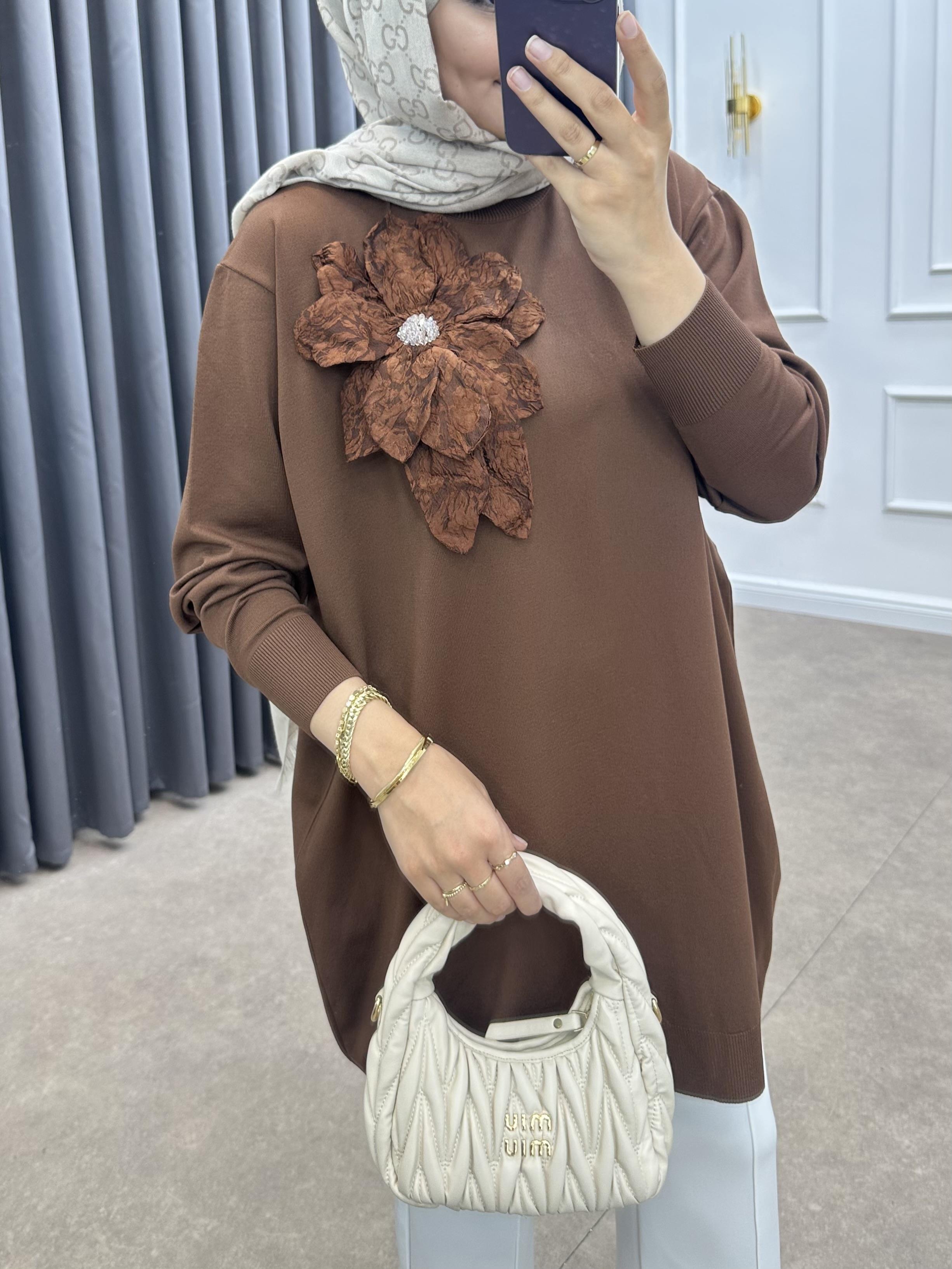 ZAMBAK MERSERİZE TUNİK KAHVE