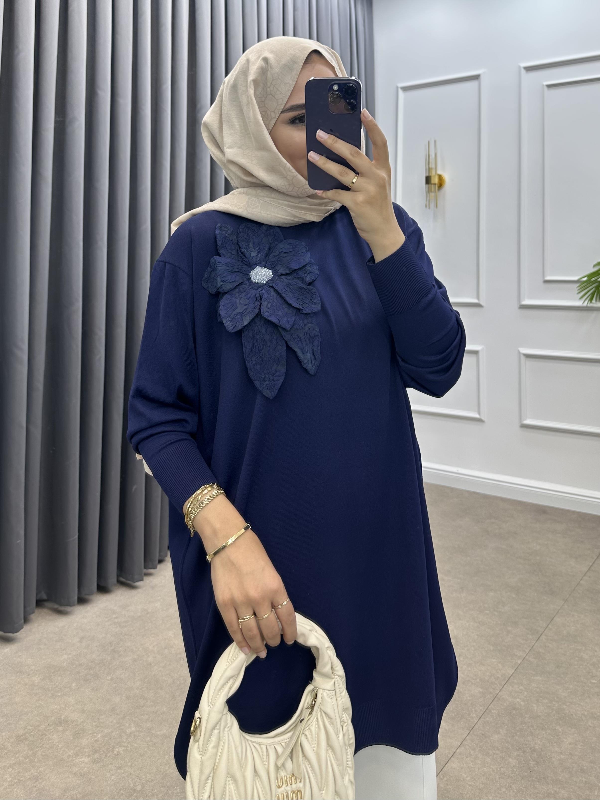 ZAMBAK MERSERİZE TUNİK LACİVERT