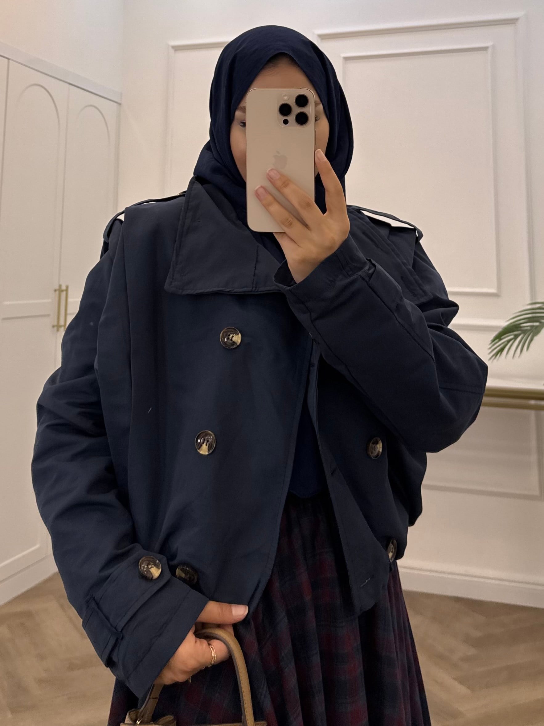 ZARRA KISA BOMBER TRENÇKOT LACİVERT