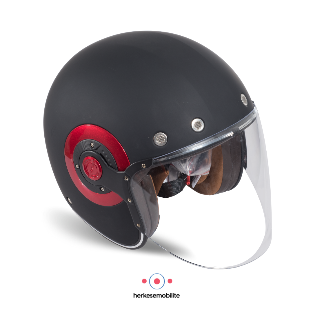 SMK Retro Jet Açık Kask Mat Siyah