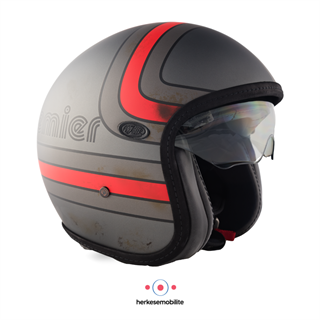 Premier Vintage Platin Edition U9BMT Açık Kask Mat Siyah-Kırmızı