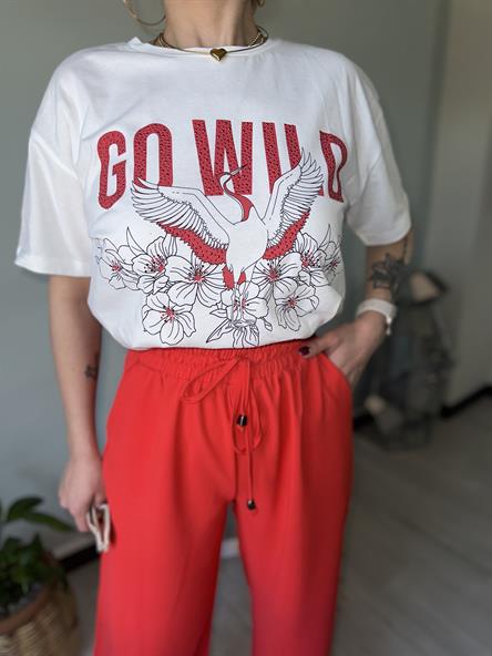 Go Wild Baskılı Yazılı T-shirt