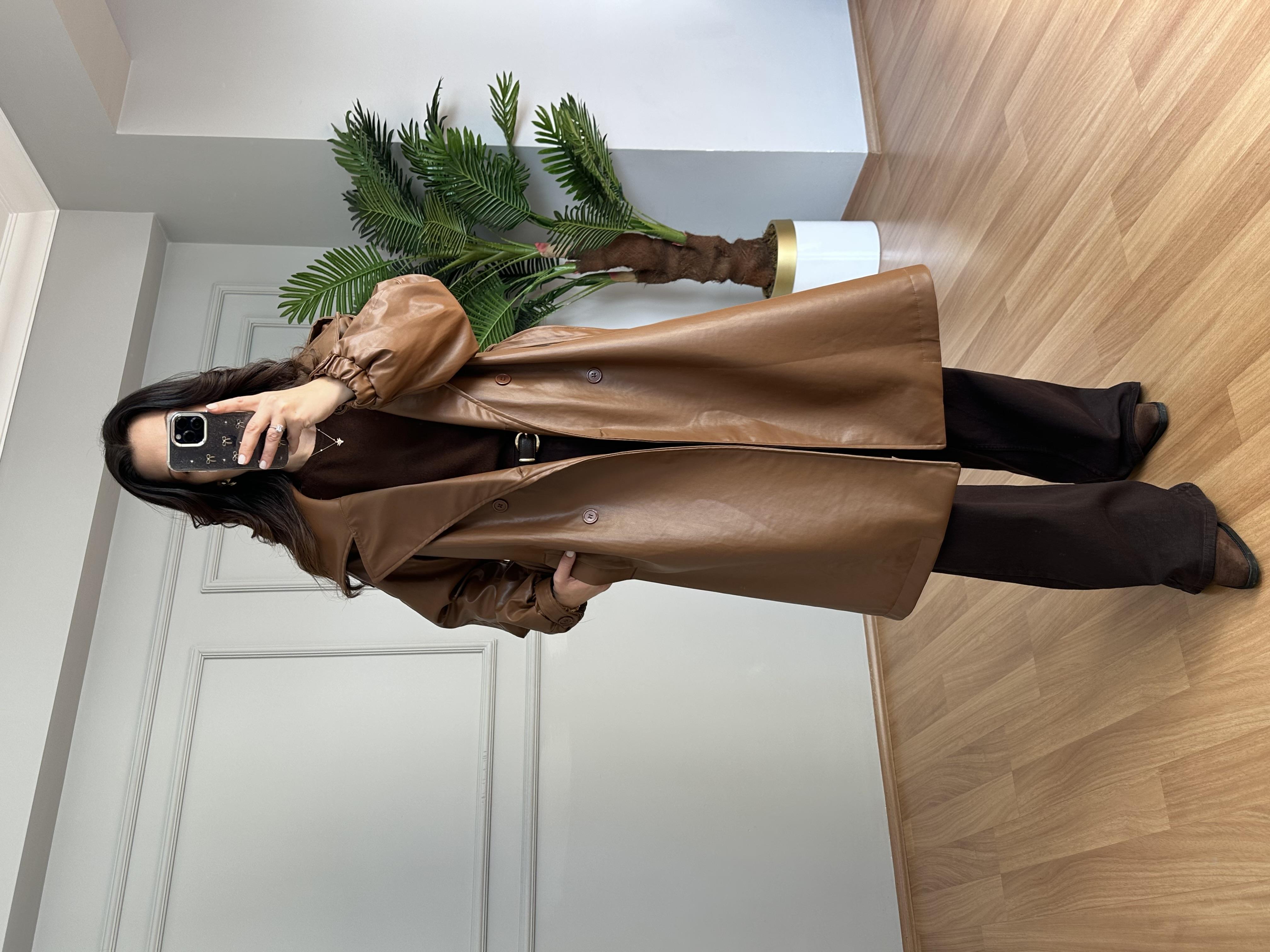 Alven Taba Lamineli Astarlı Deri Ceket