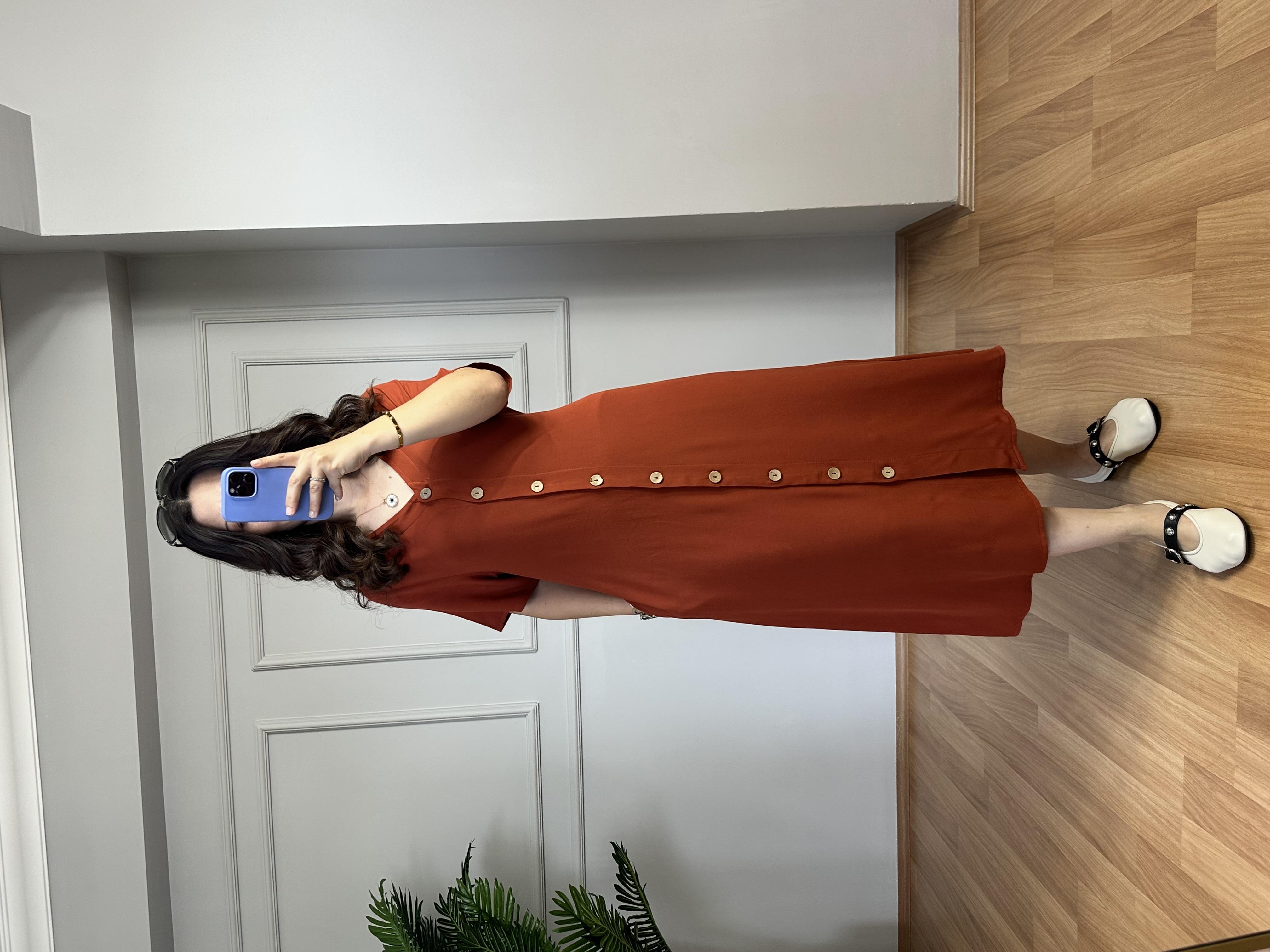 Asya Kremit Pamuk Viskon Elbise