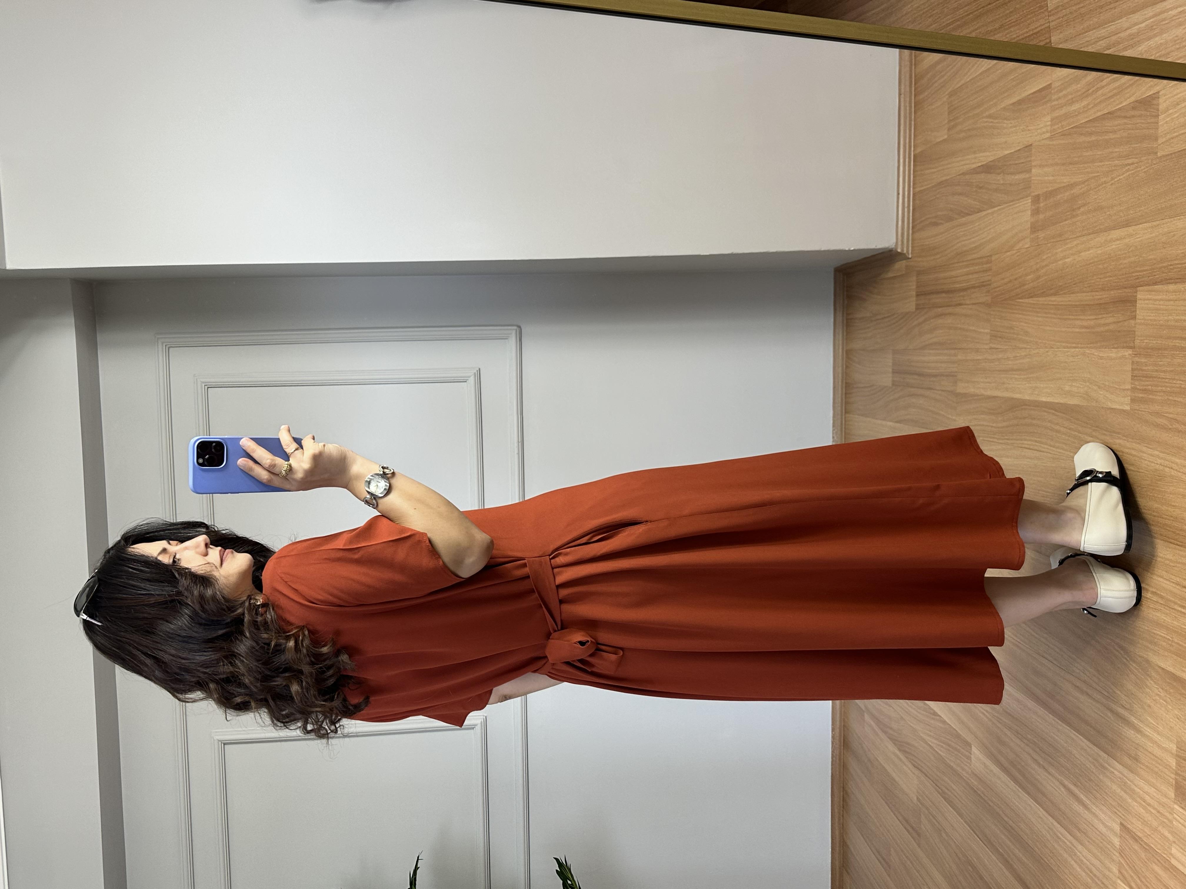 Asya Kremit Pamuk Viskon Elbise