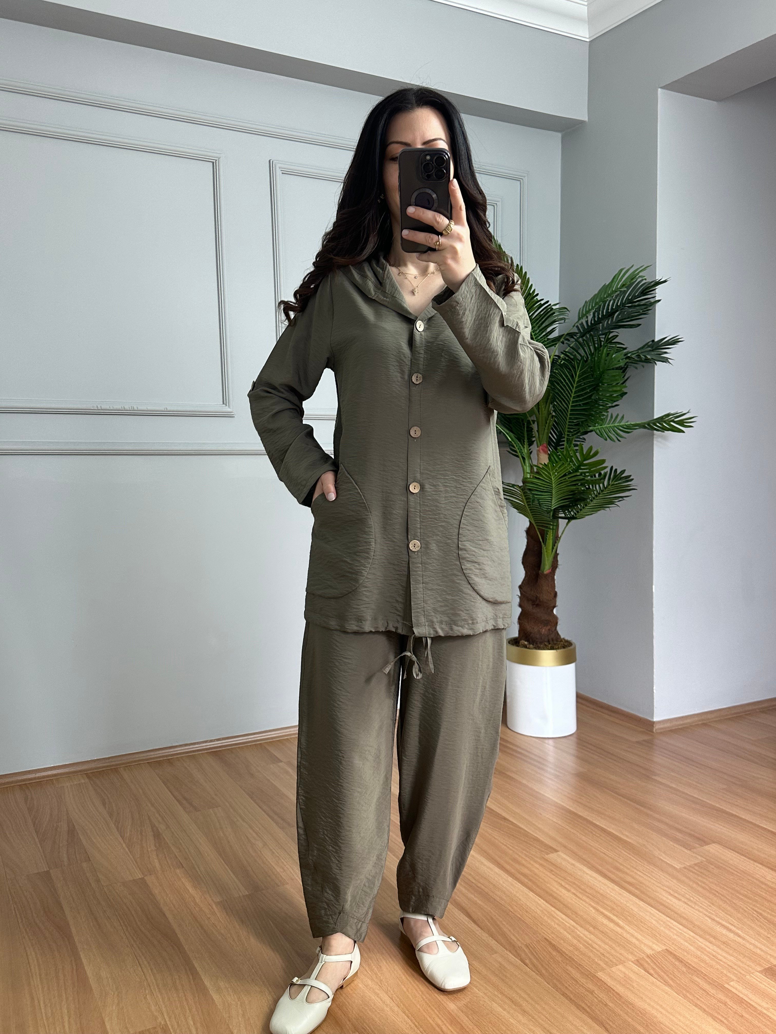 Aura Vizon Bambu Kumaş Kapüşonlu Takım 