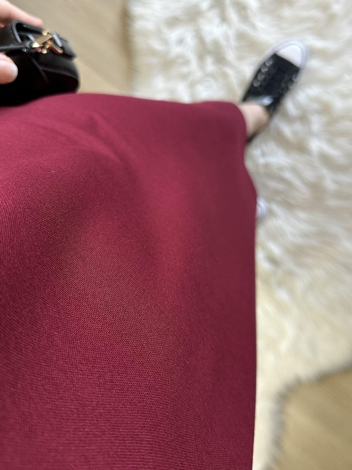 Ayza Bordo Modal Kumaş Yandan Yırtmaçlı Basic Elbise