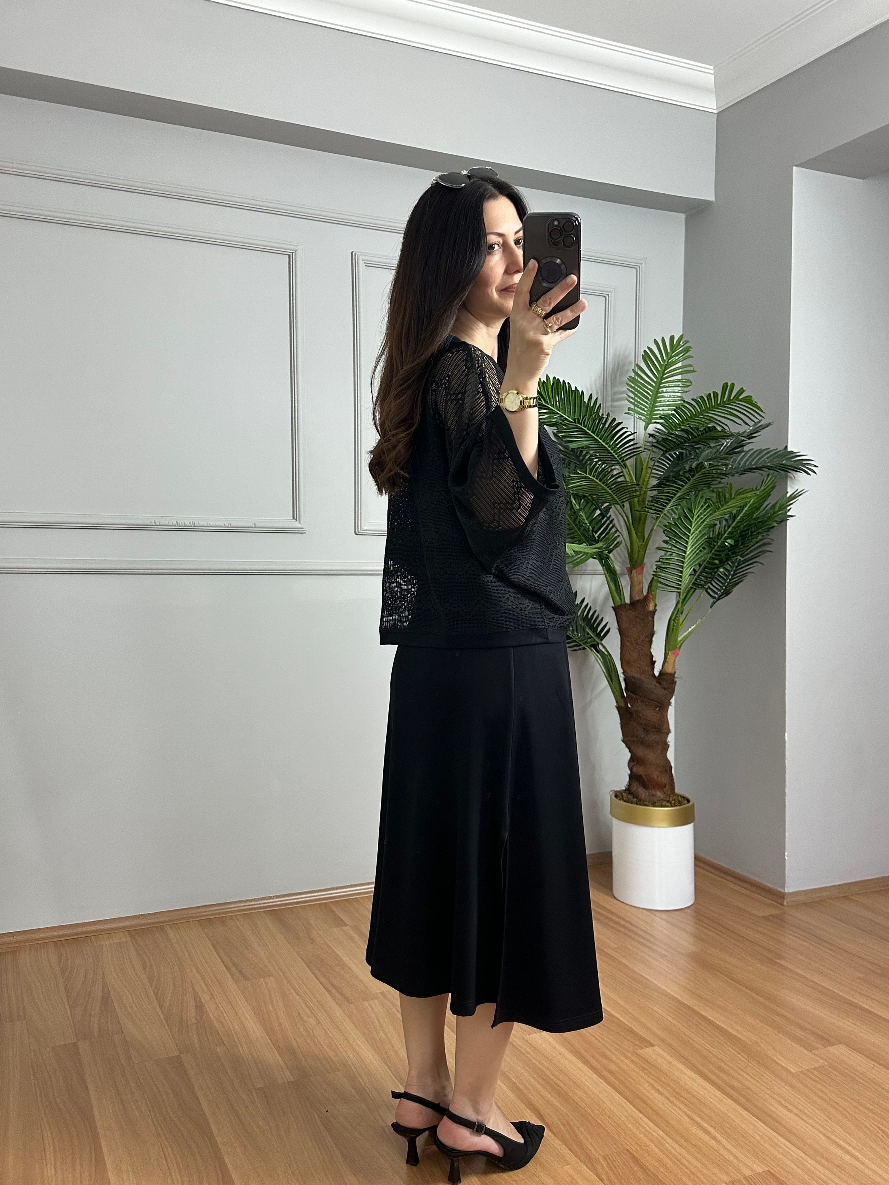 Belly Siyah Ceket Elbise Takım 