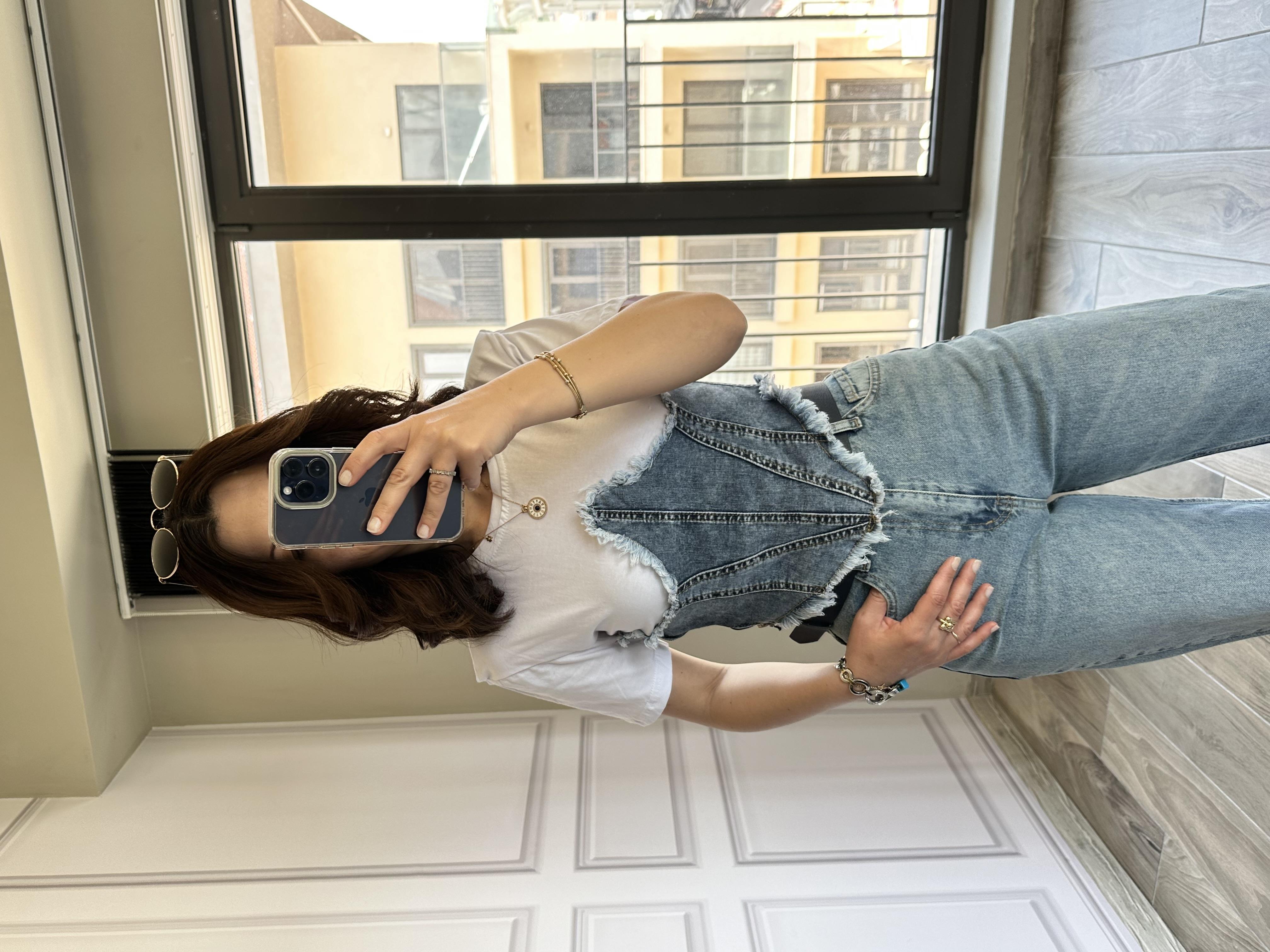 Beyaz Vatkalı Denim Tasarım Tshirt