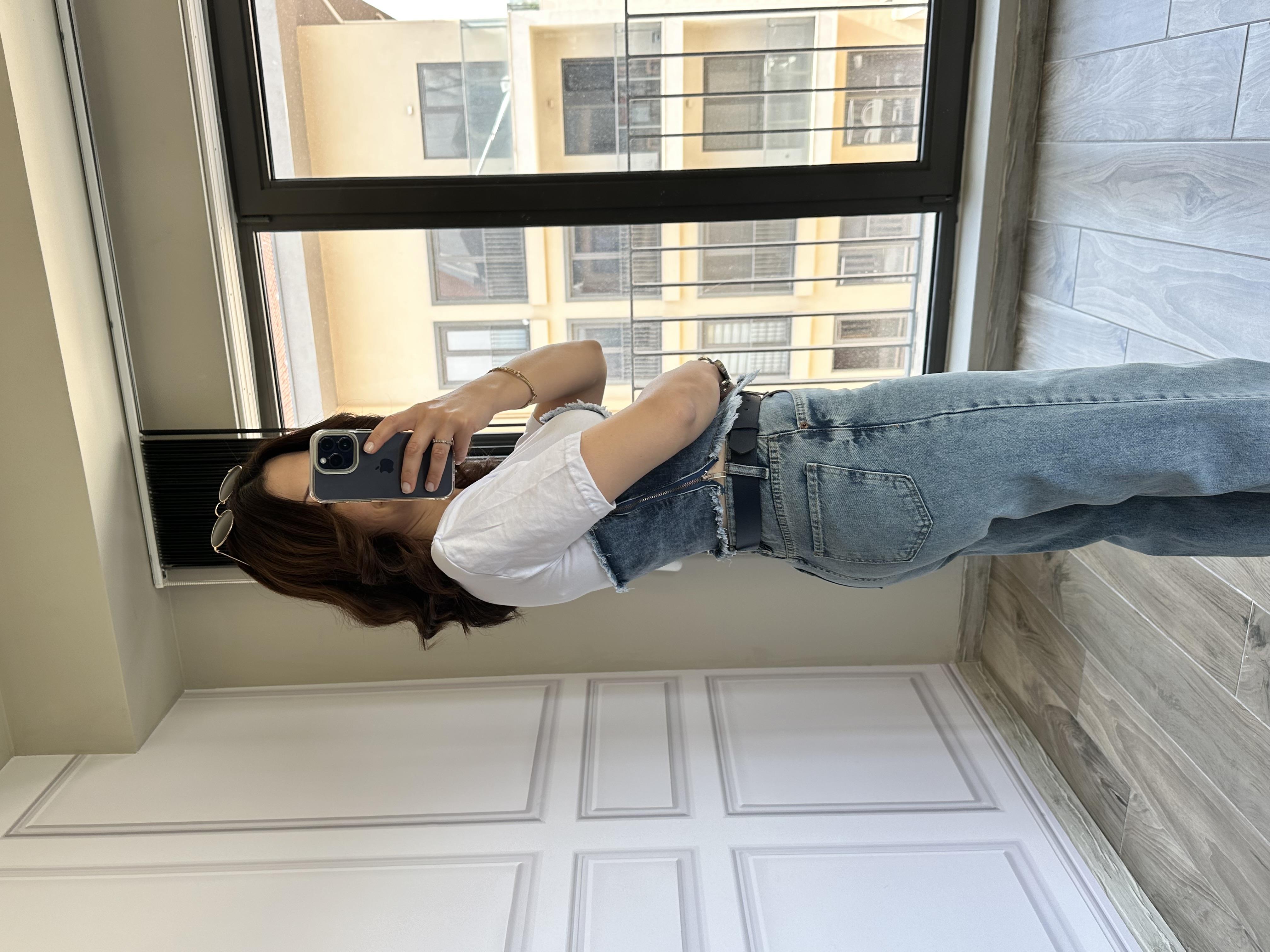 Beyaz Vatkalı Denim Tasarım Tshirt