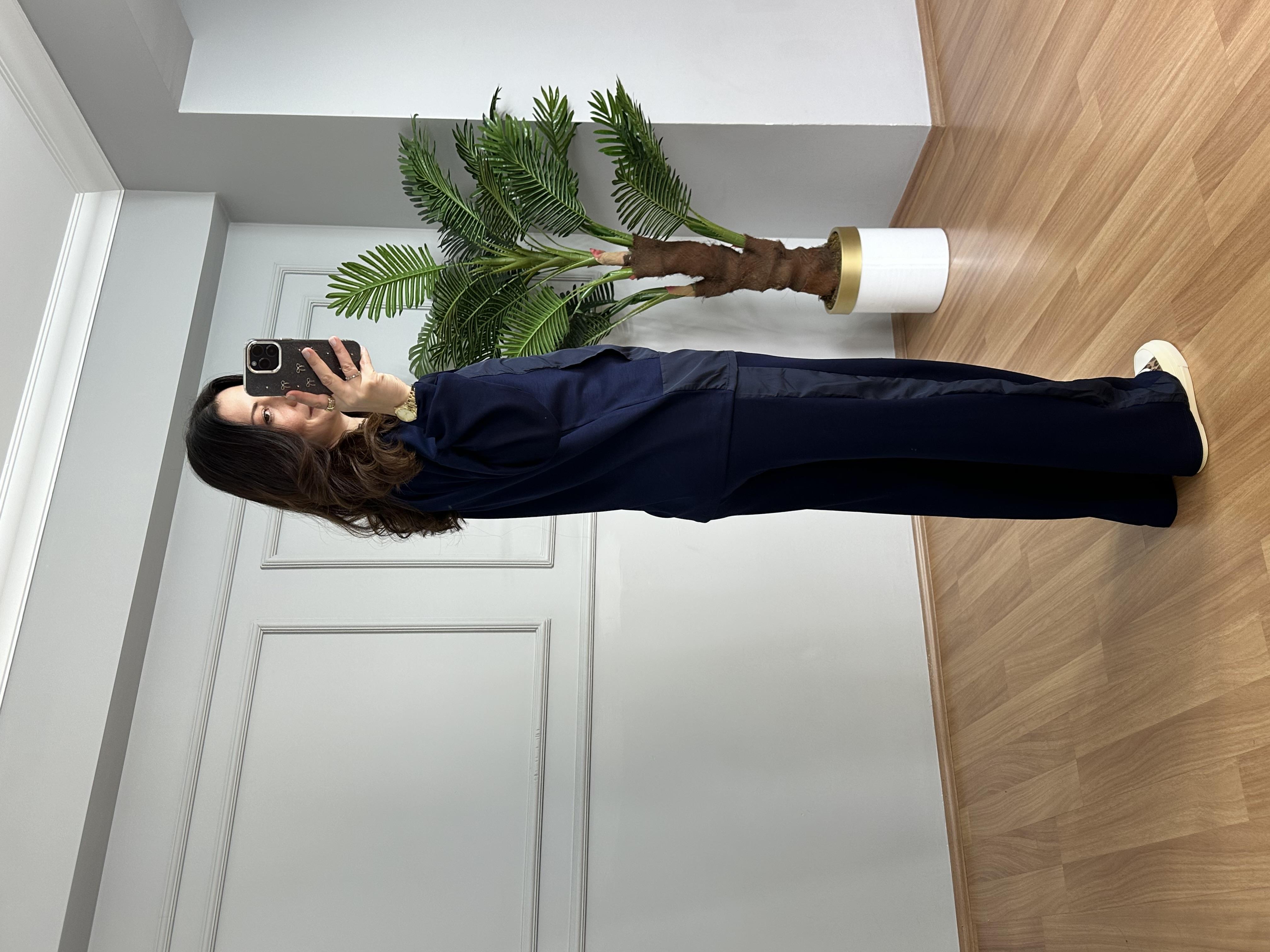 Delra Lacivert Paraşüt Ve Modal Kumaş Tasarım Eşofman Takımı