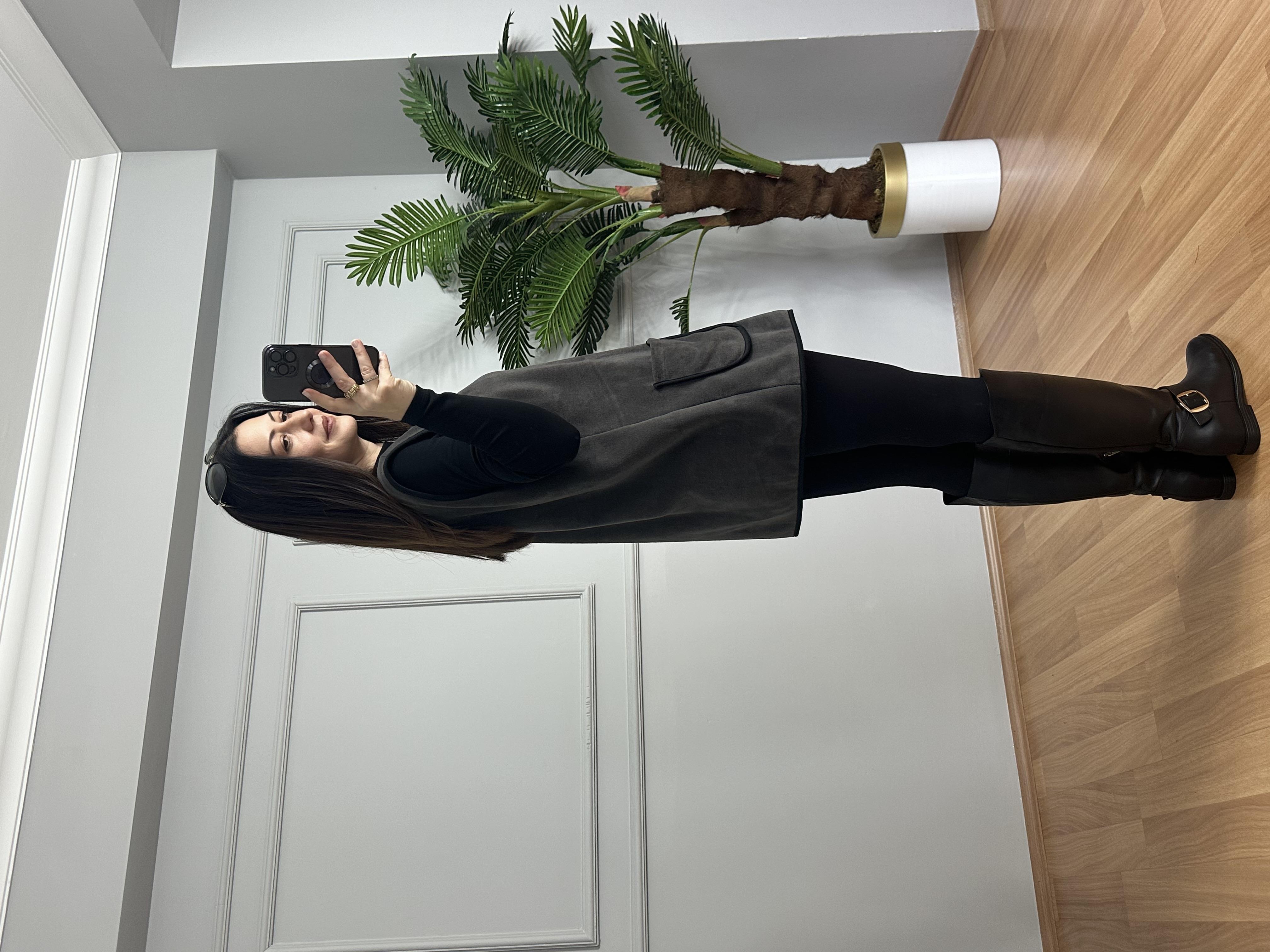 Elen Antrasit Biyeli Polar Yelek