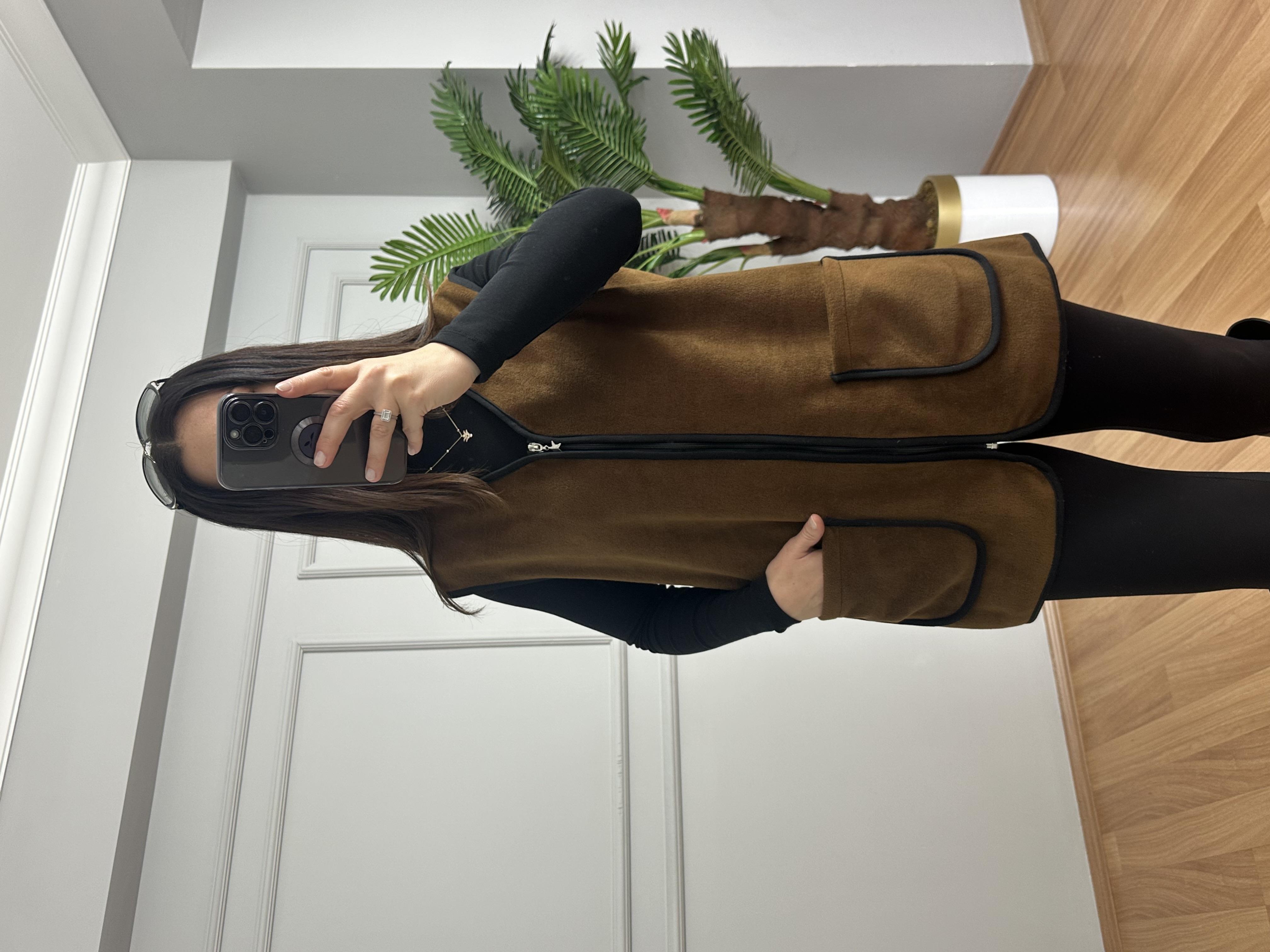 Elen Kahve Biyeli Polar Yelek