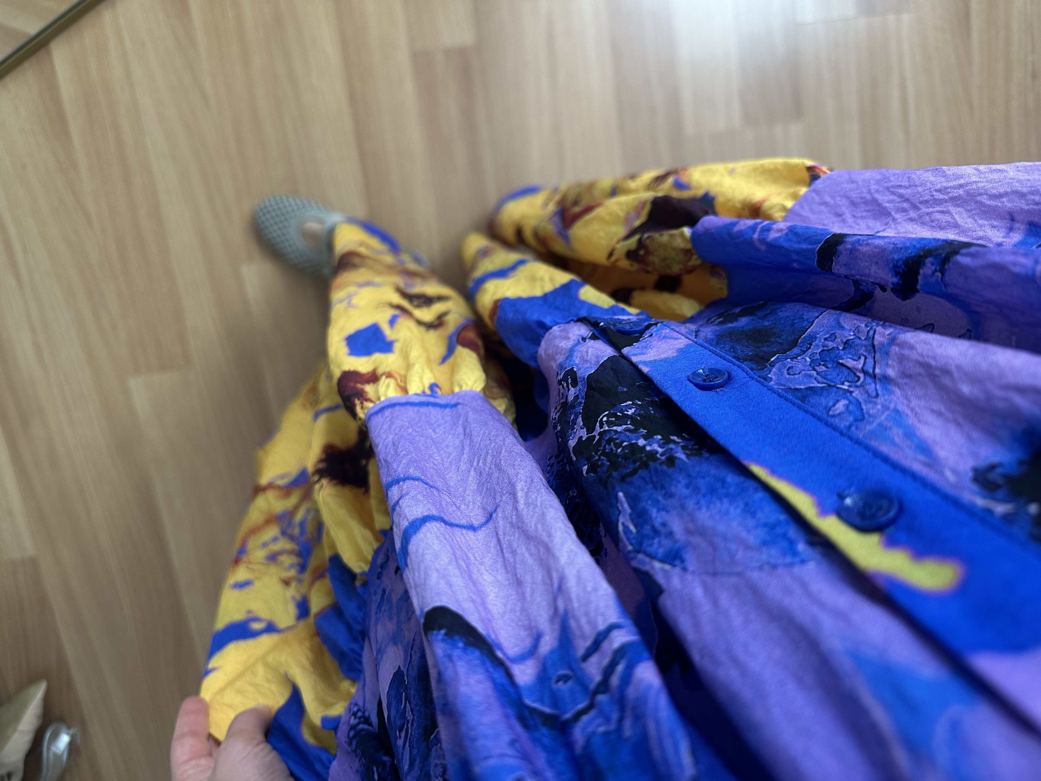 Flora Sarı Mor Viskon Maxi Boy Elbise