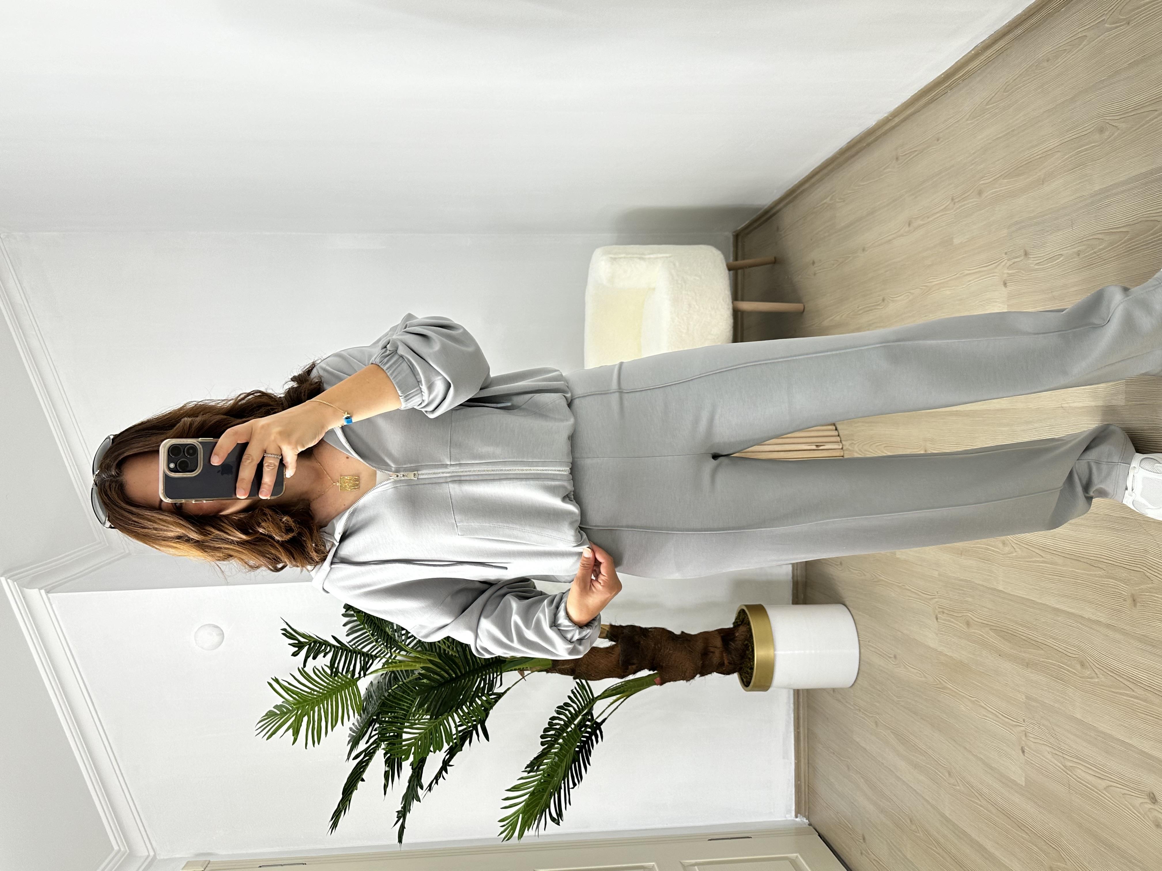 Gri Modal Çelik Fermuarlı Eşofman Takımı